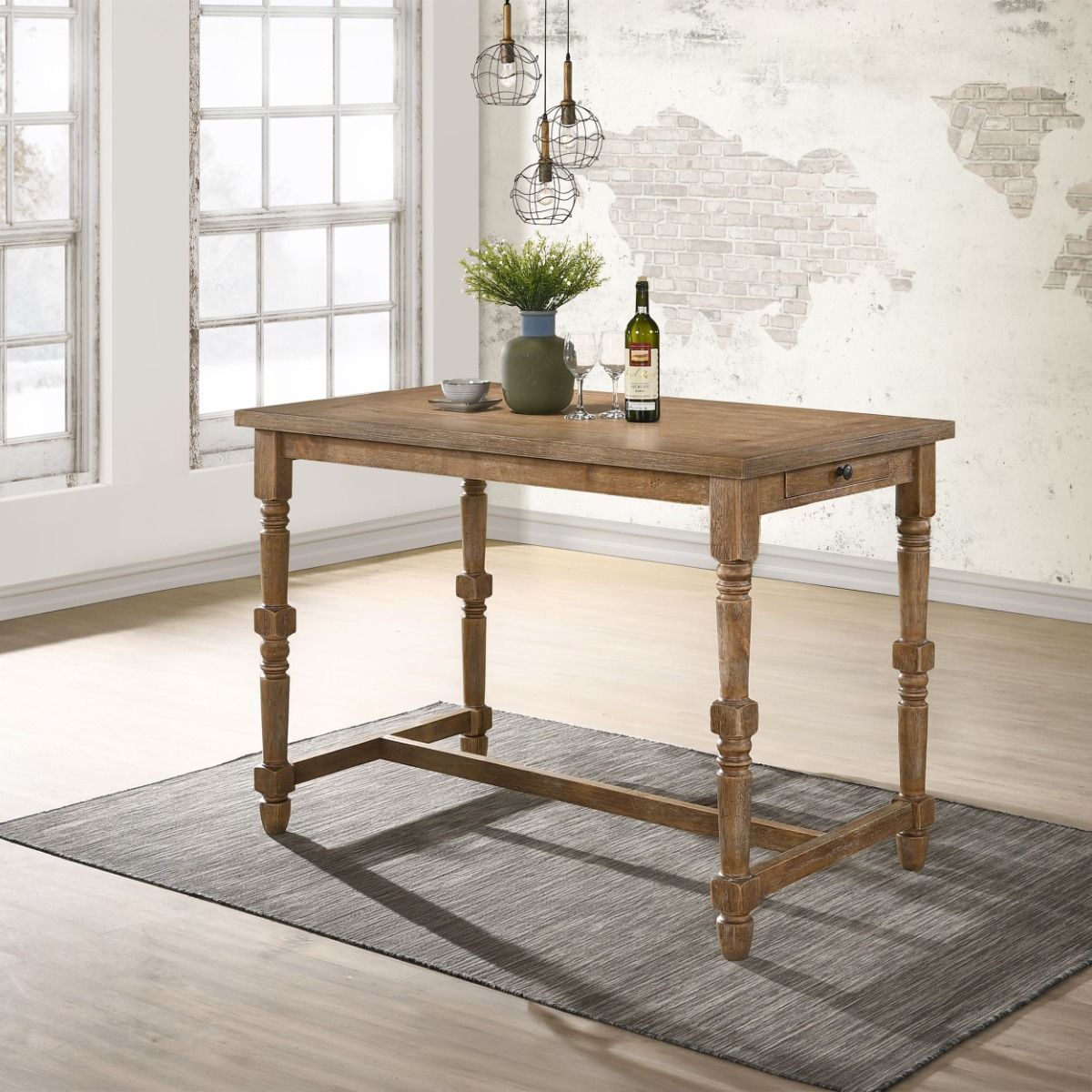Farsiris - Counter Height Table - Weathered Oak, light brown, view 7