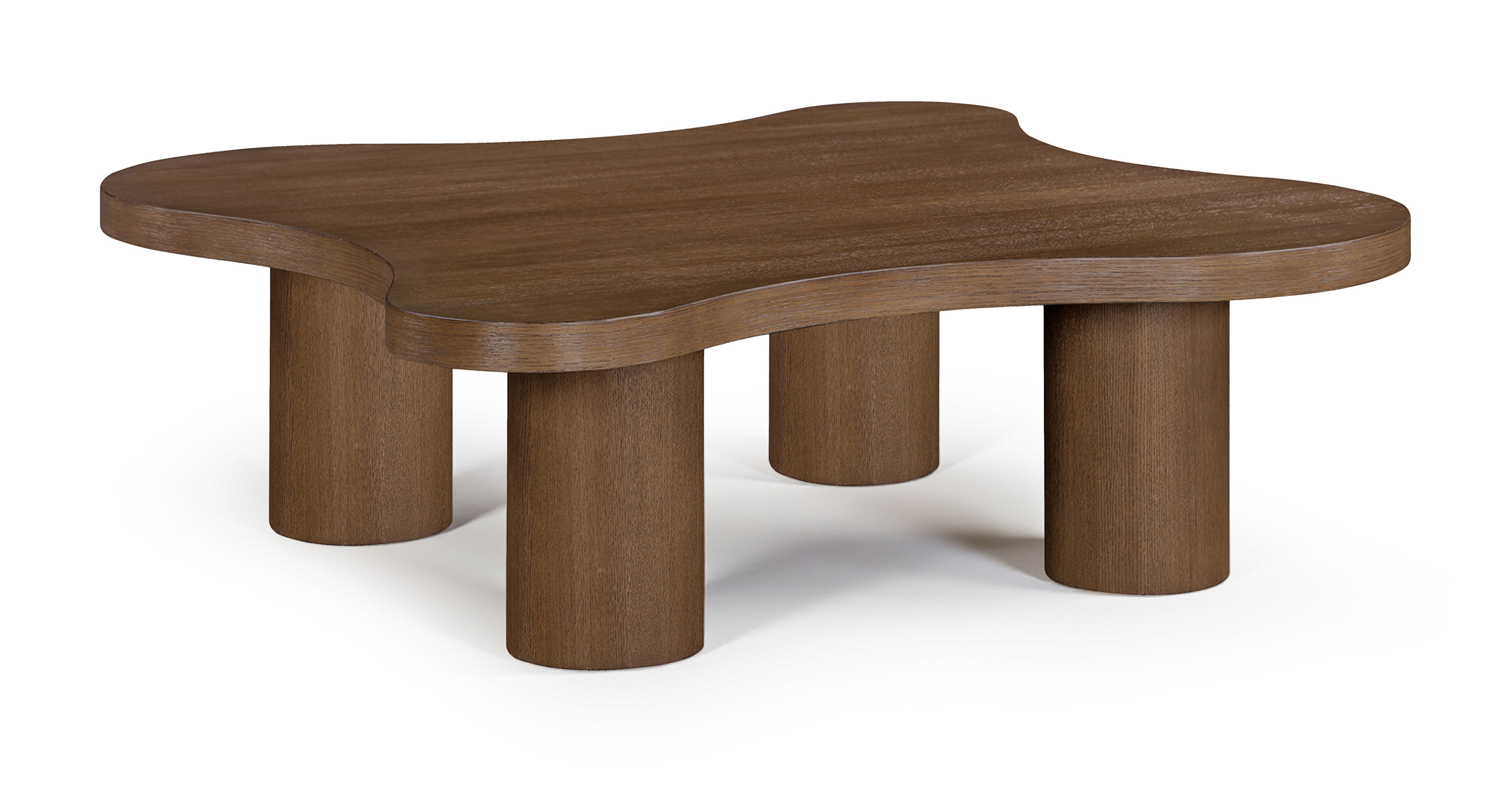 48" Oak Veneer And Solid Wood Coffee Table
