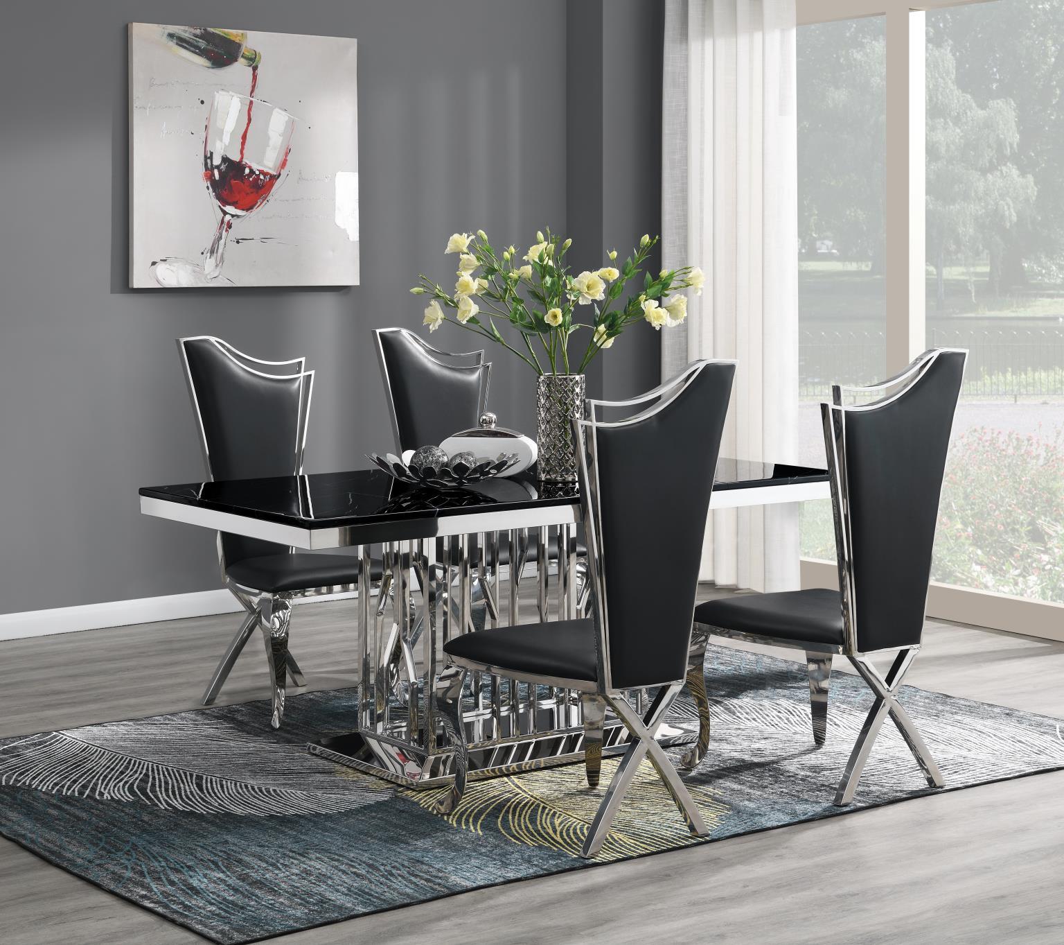 5 Pc · Table, 4 Leather Chairs