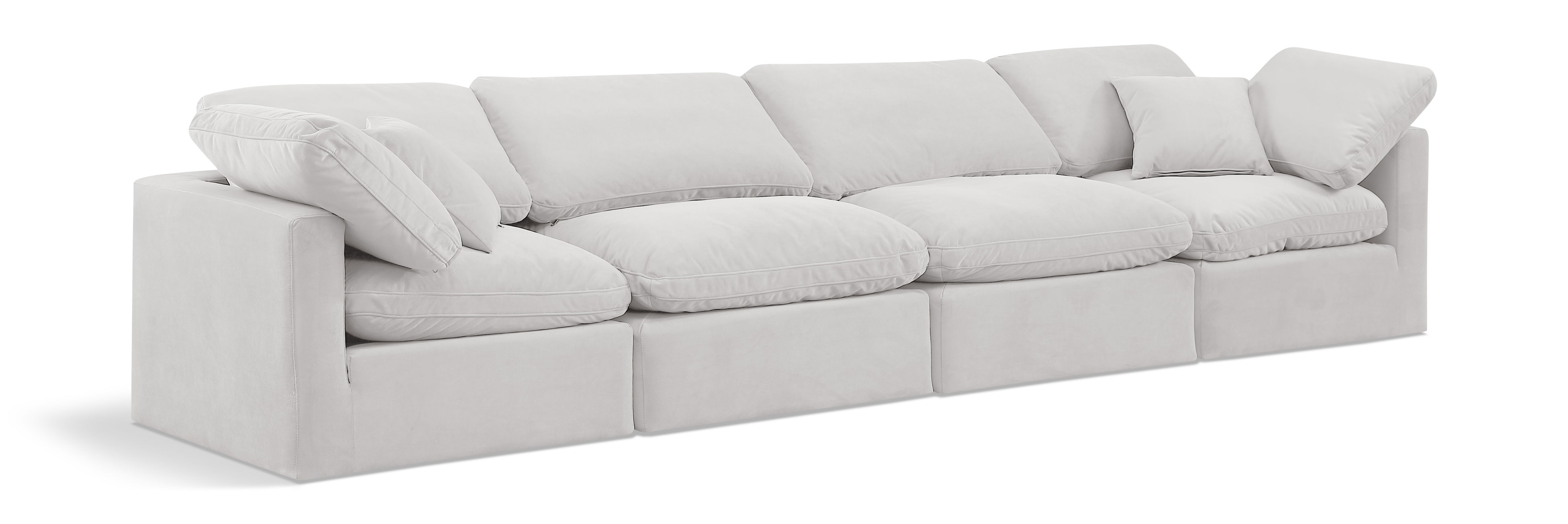 Indulge - Velvet 4 Seat Modular Sofa - White