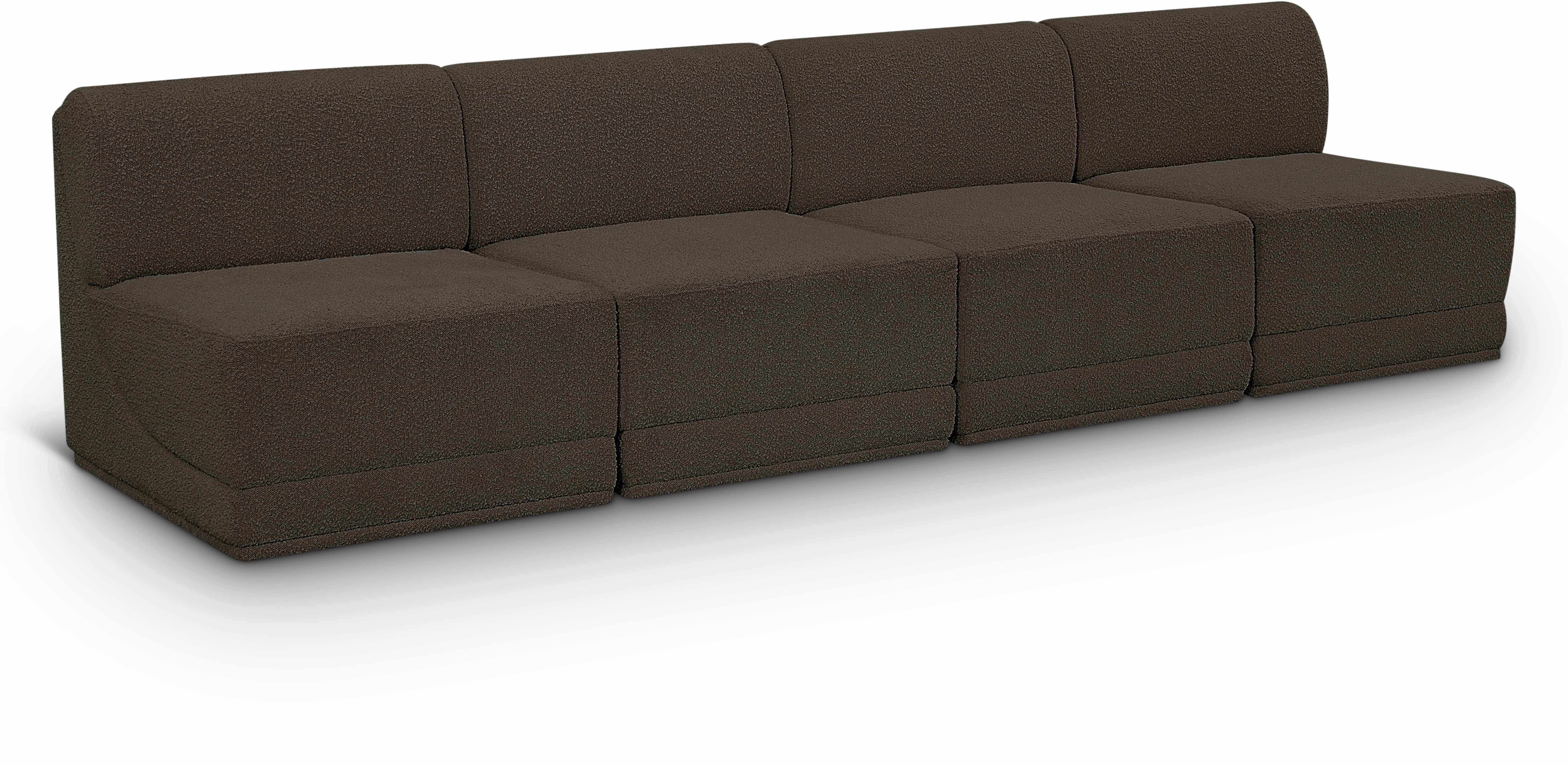 Ollie - 4 Seat Armless Modular Sofa - Brown