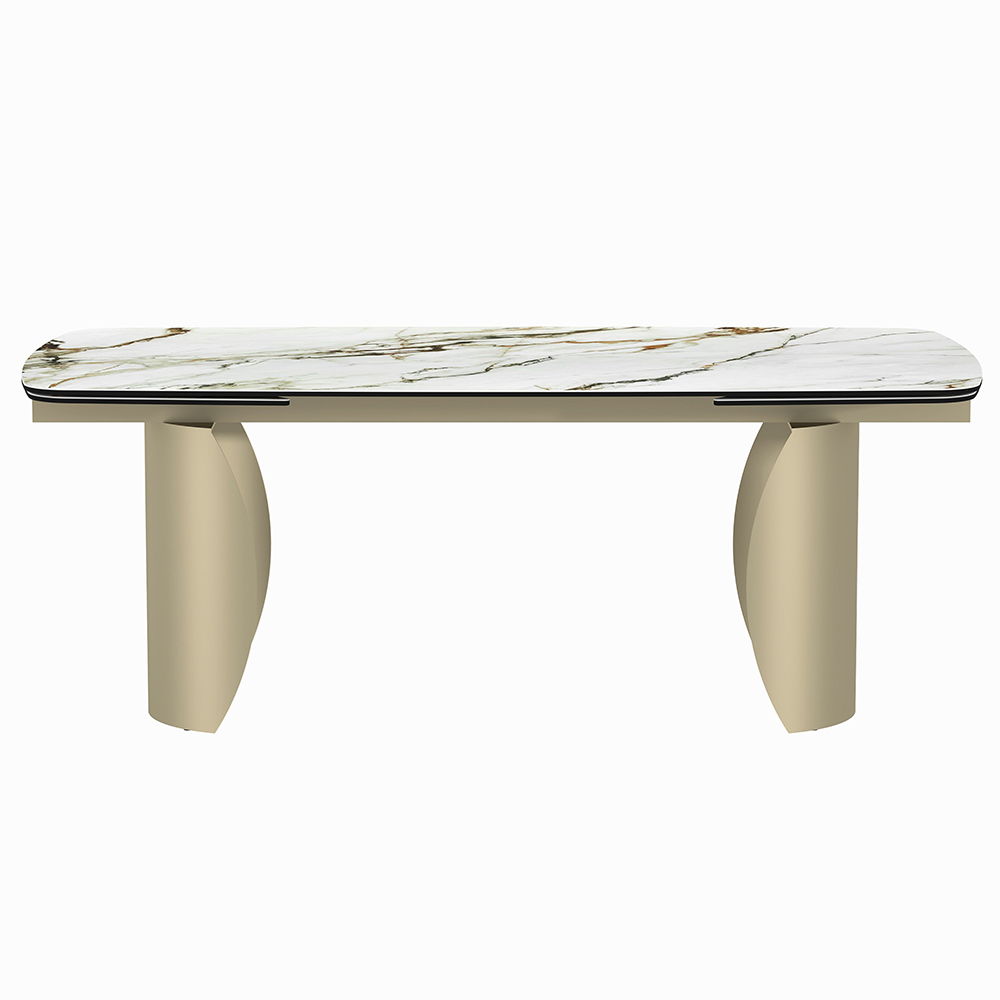 Cora - Dining Table - Ceramic Top & Golden Champange, white, view 4