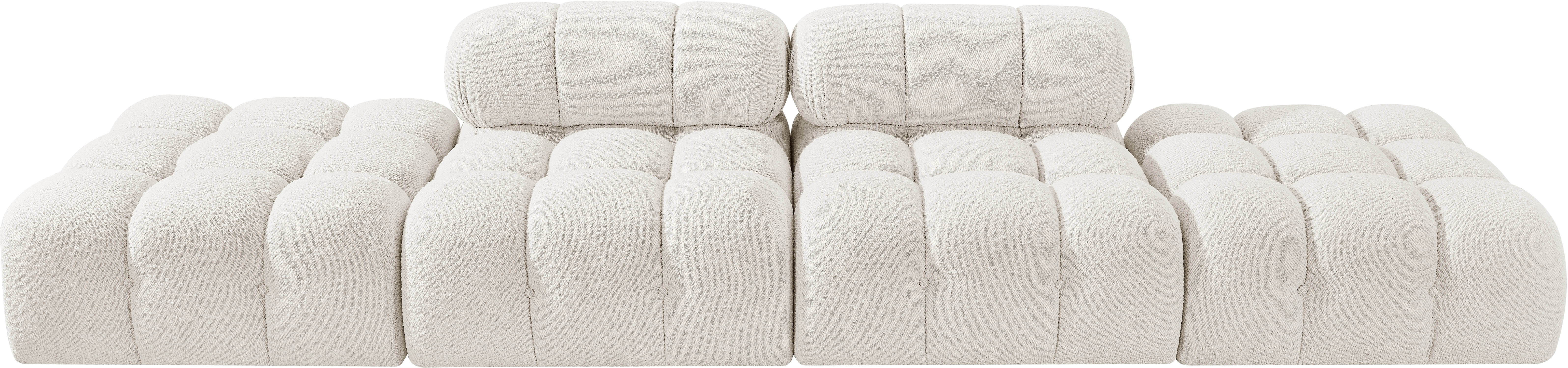 Ames - 4 Piece Boucle Fabric 136" Upholstered Modular Sofa - Cream