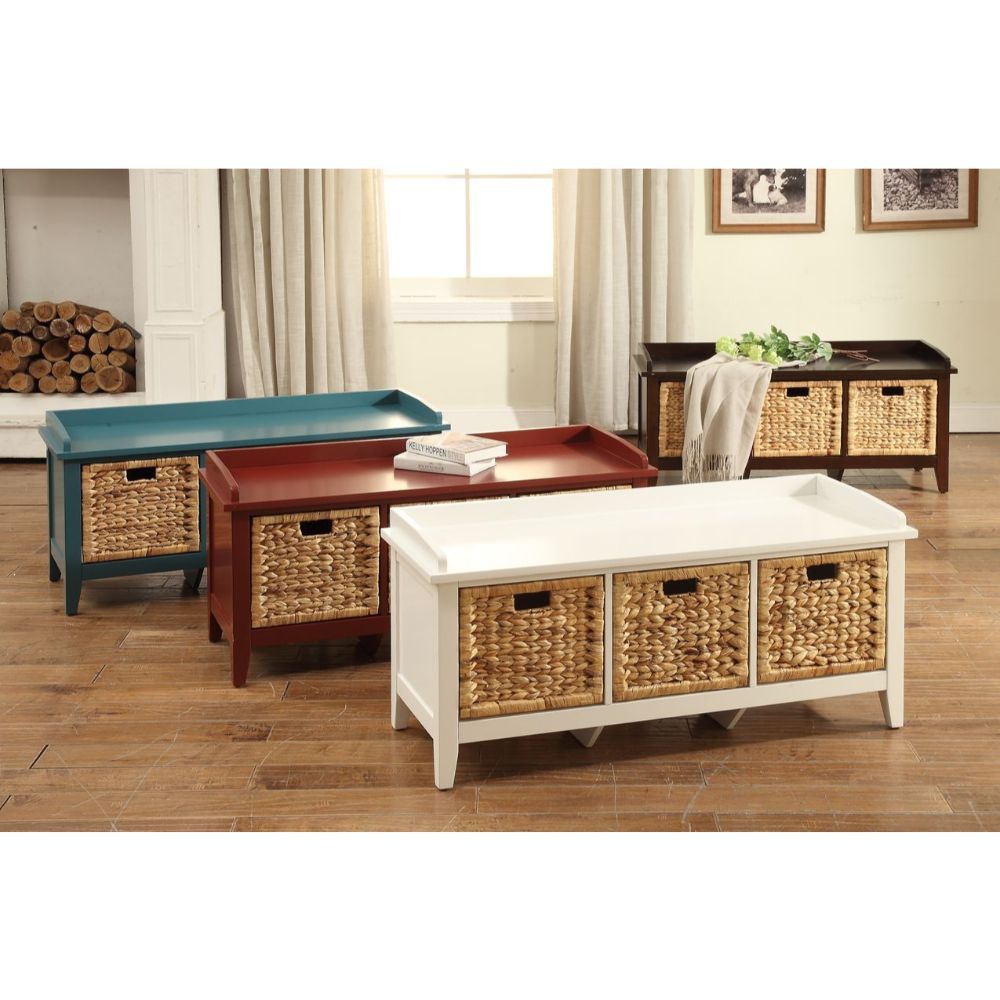Flavius - Bench With Storage - Rattan & White, white