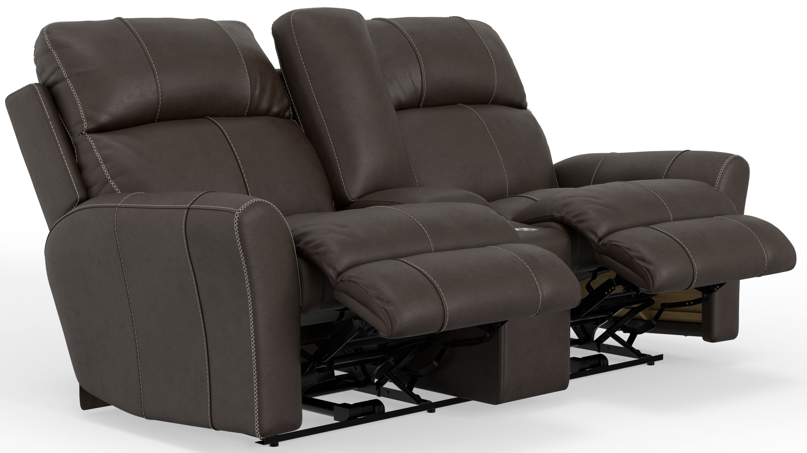 Fredda - Italian Leather Match Power Zero Gravity Reclining Console Loveseat With Power Adjustable Headrest - Coffee