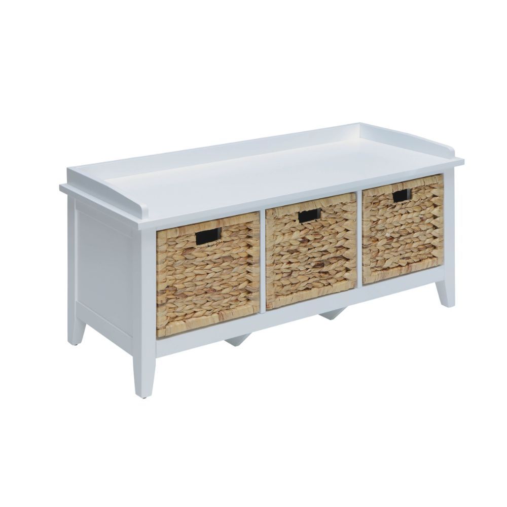 Flavius - Bench With Storage - Rattan & White, white