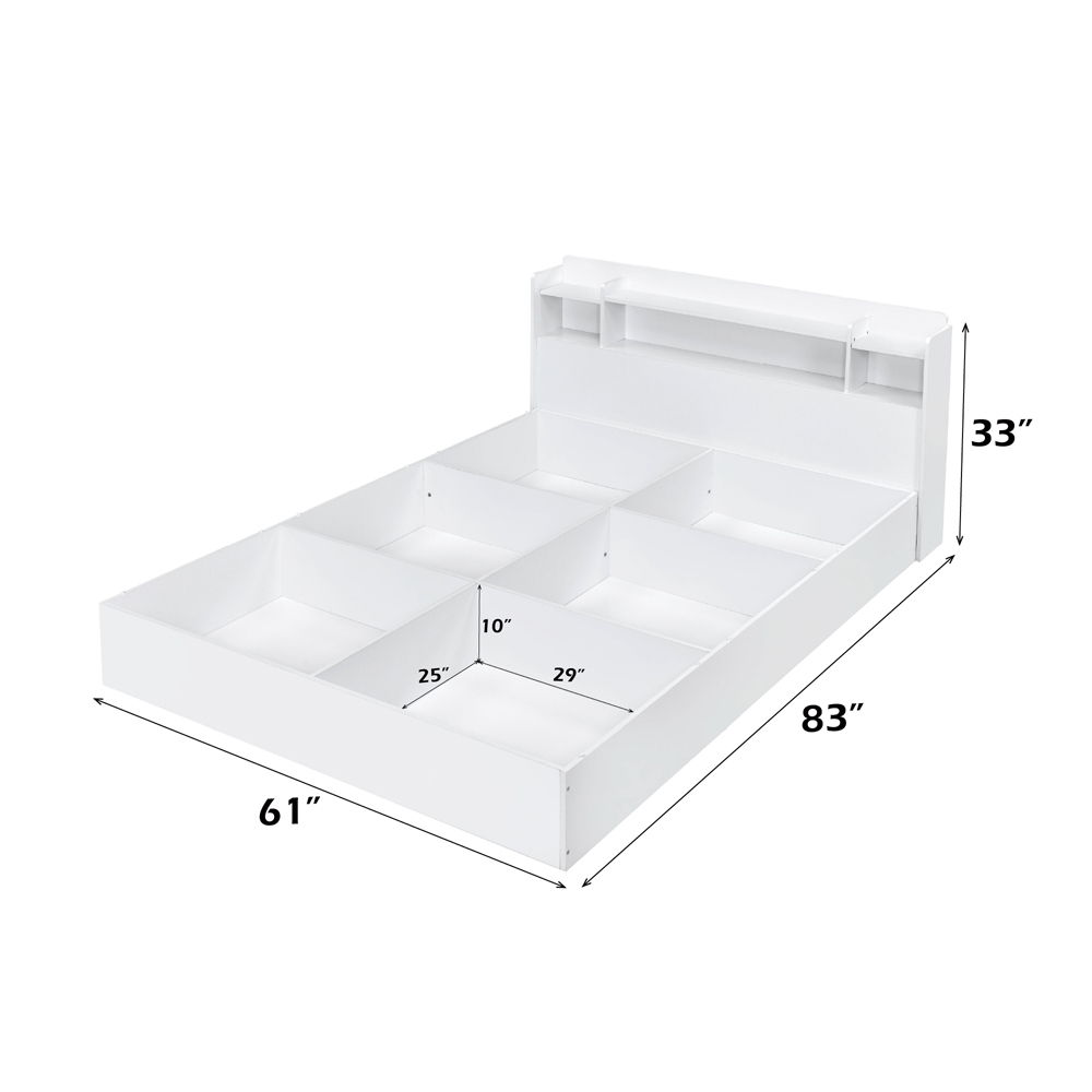 Perse - Queen Bed With Storage - White, white, view 6