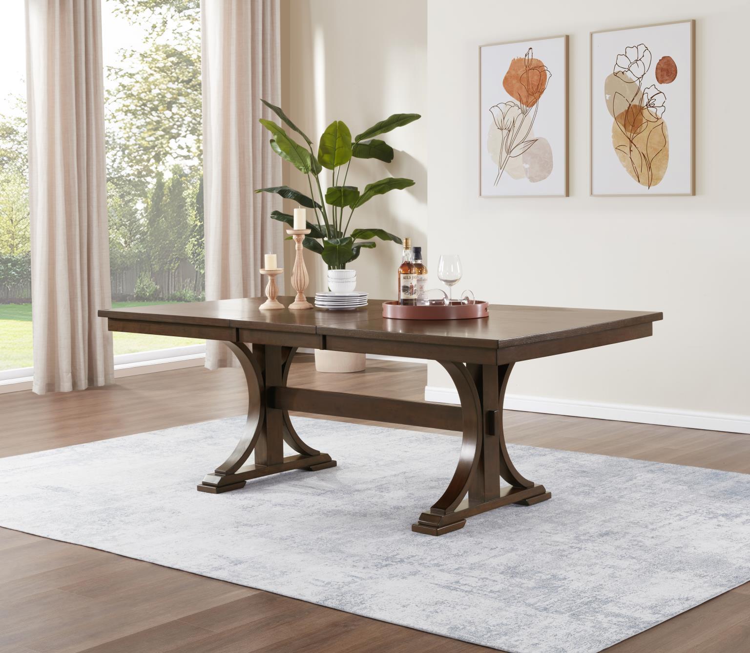 D122 - 7 Piece Dining Room Set (Table, 6 Side Chairs) - Cherry / Light Gray
