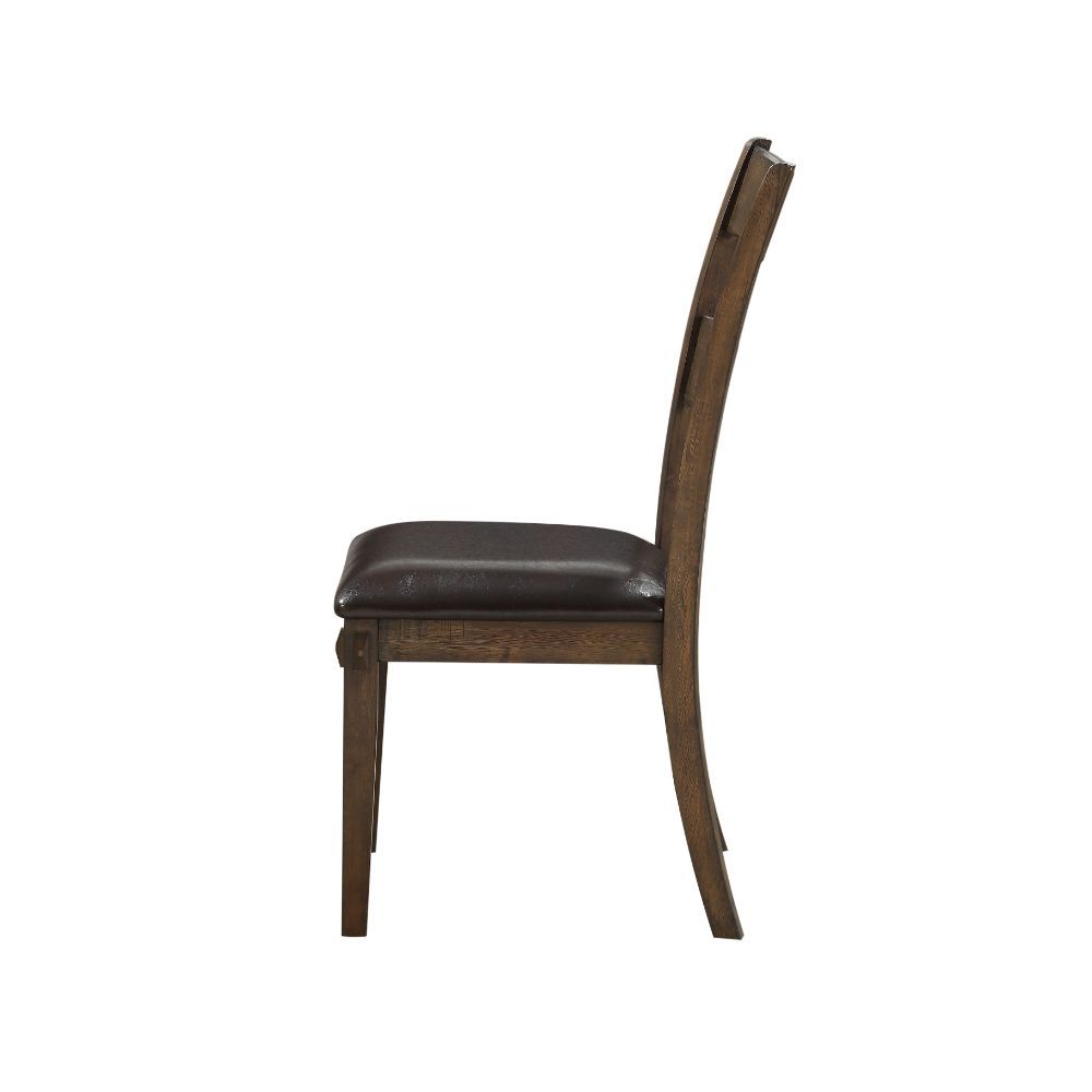 Nabirye - Side Chair (Set of 2) - Esspresso Synthetic Leather & Dark Oak, dark brown, view 5