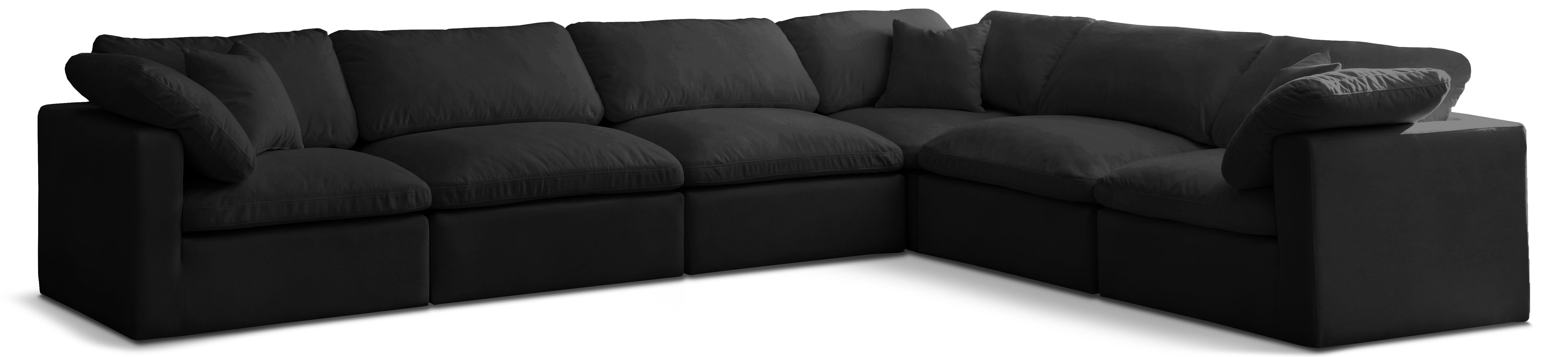 Plush - 6 Piece Modular Corner Sectional - Black