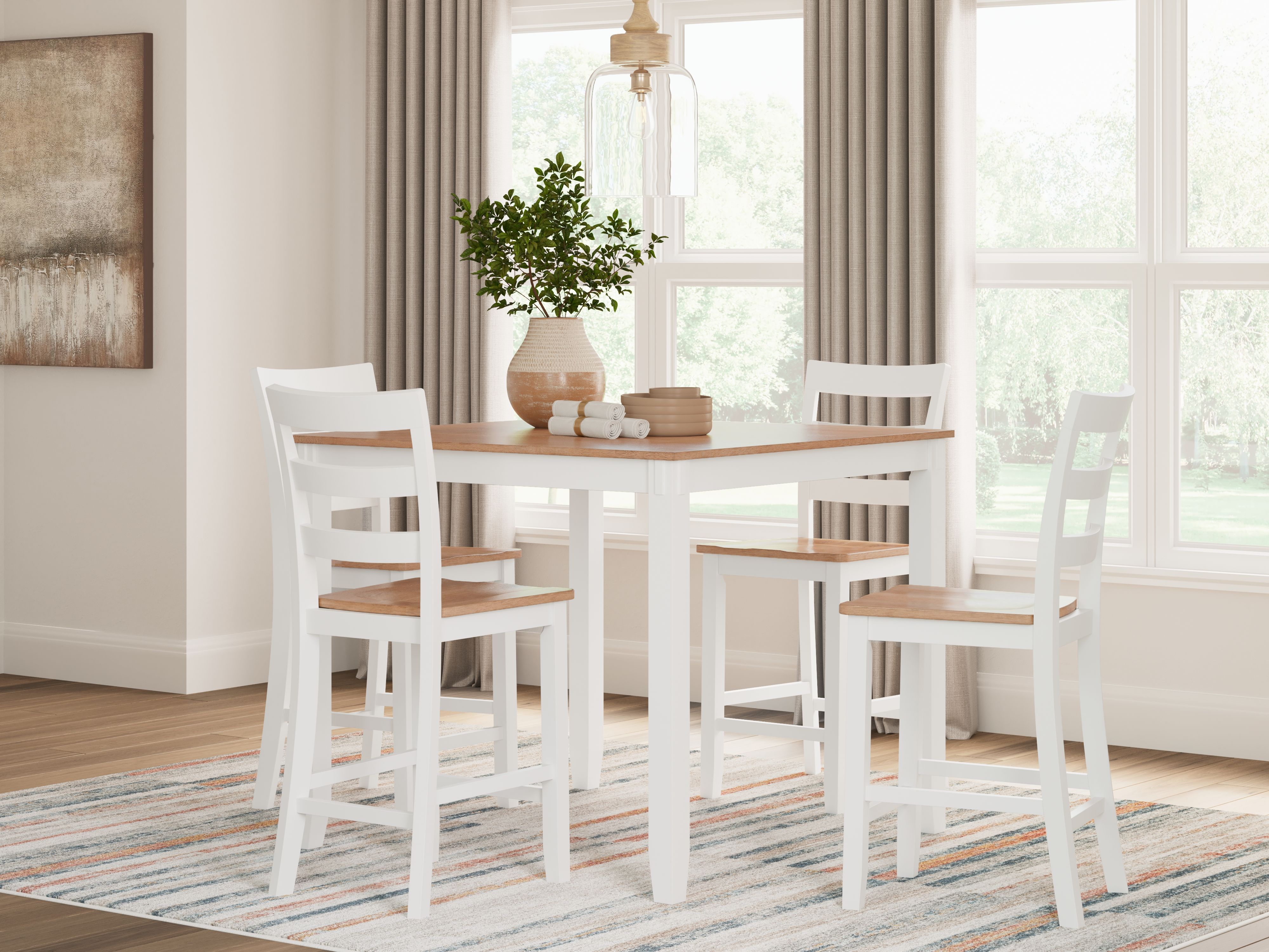 Ashley Furniture Gesthaven - Dining Room Counter Table Set (Set of 5) - Natural / White - Image 2