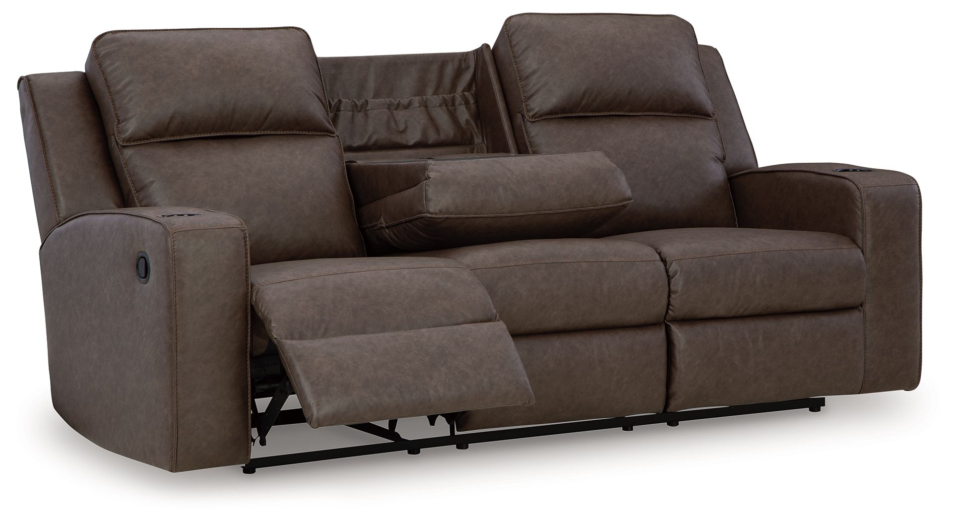 Ashley Furniture Lavenhorne - Rec Sofa W/Drop Down Table - Granite - Image 4