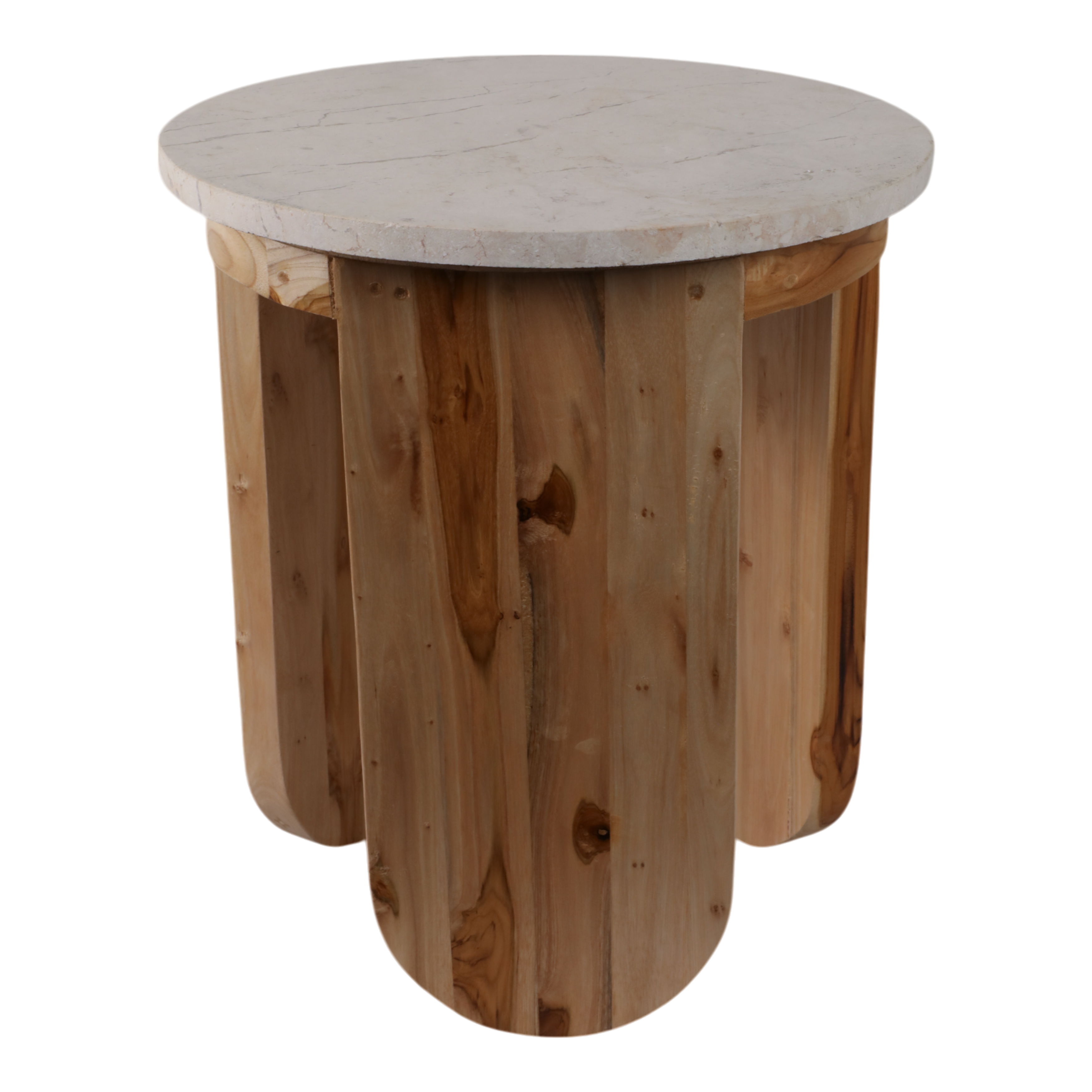 18\" Marble Top Teakwood Accent Table - Natural Image
