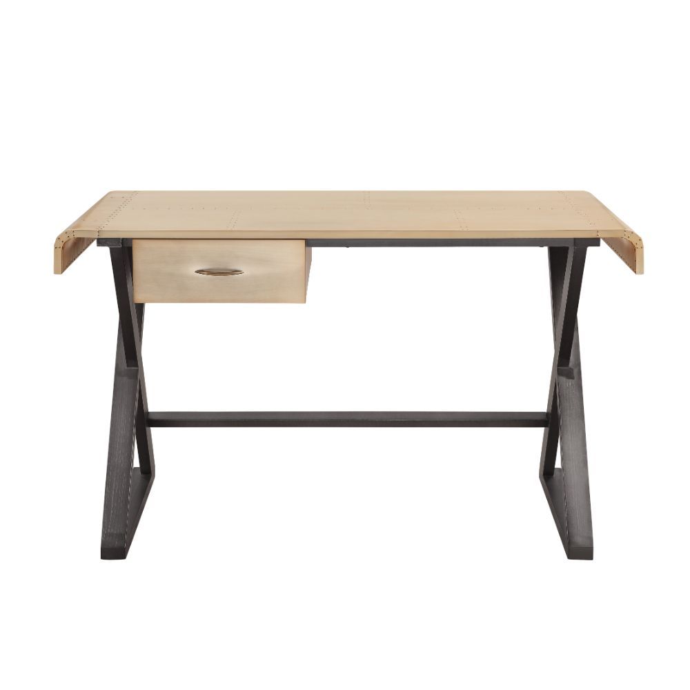 Danton - Executive Writing Desk - Gold Aluminum, beige, view 2