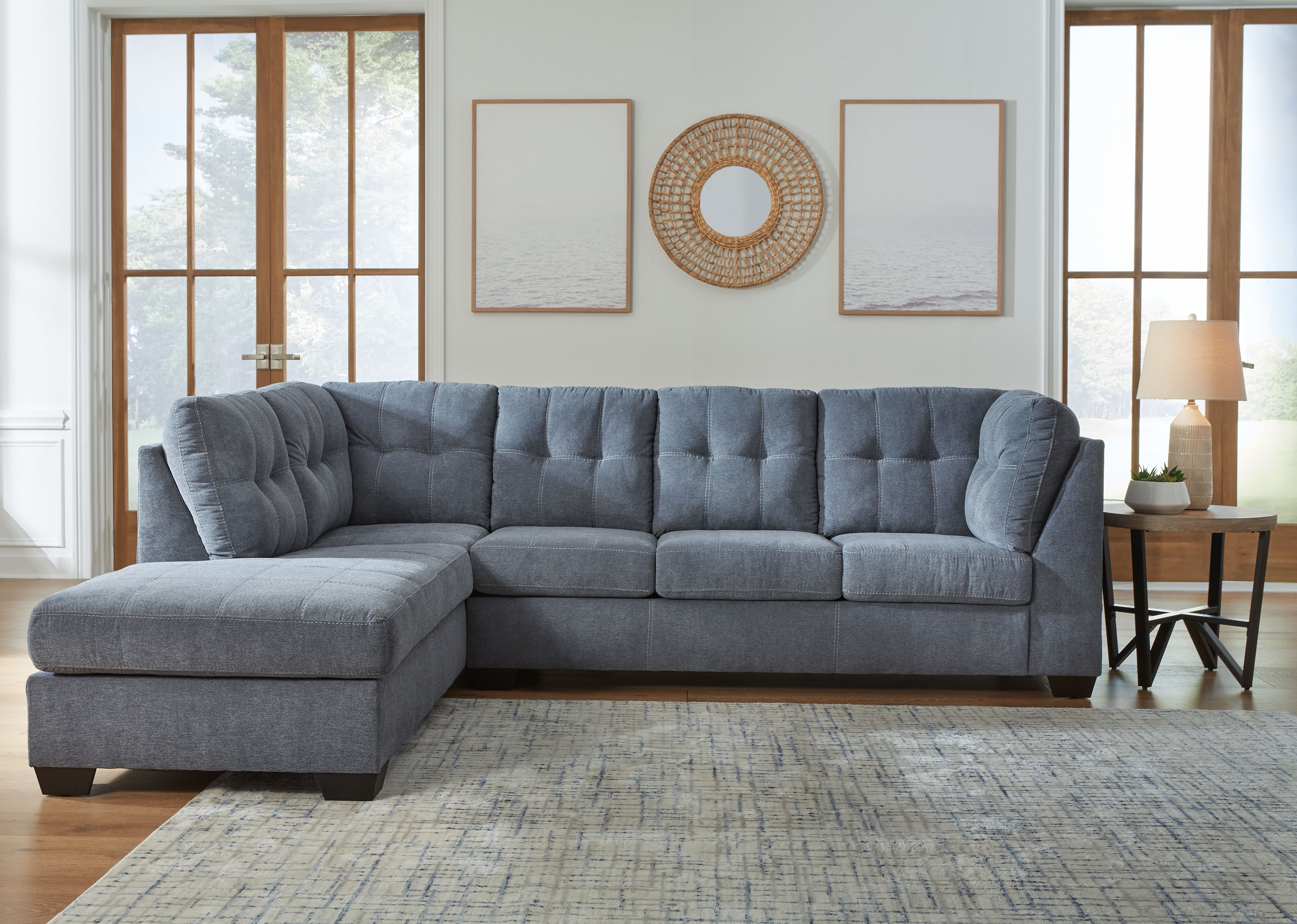 Ashley Furniture Marleton - 2-Piece Sectional With Laf Corner Chaise - Denim - Image 4