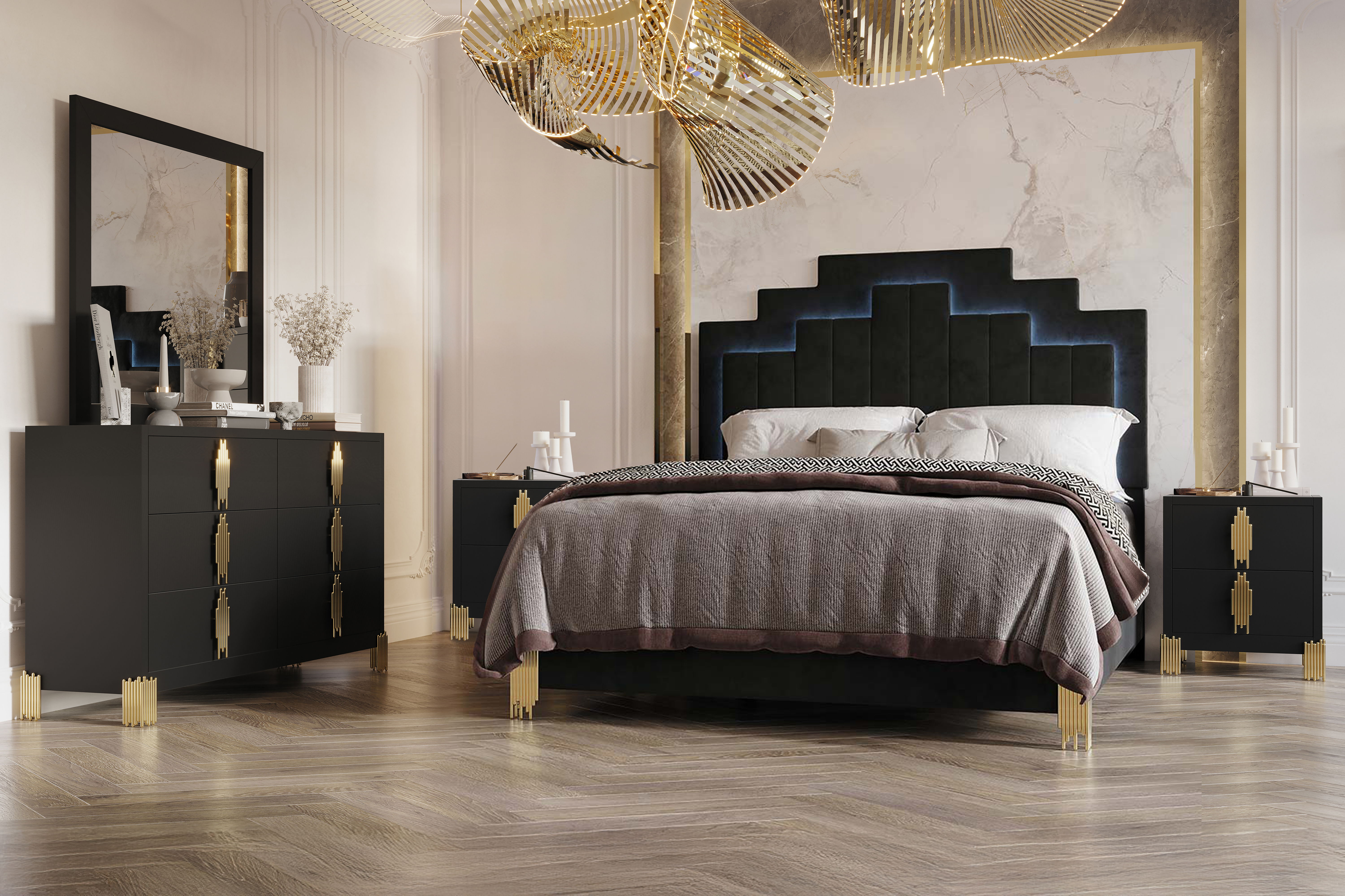 Queen · 5 Pc · Bed & Dresser & Mirror & 2 Nightstands