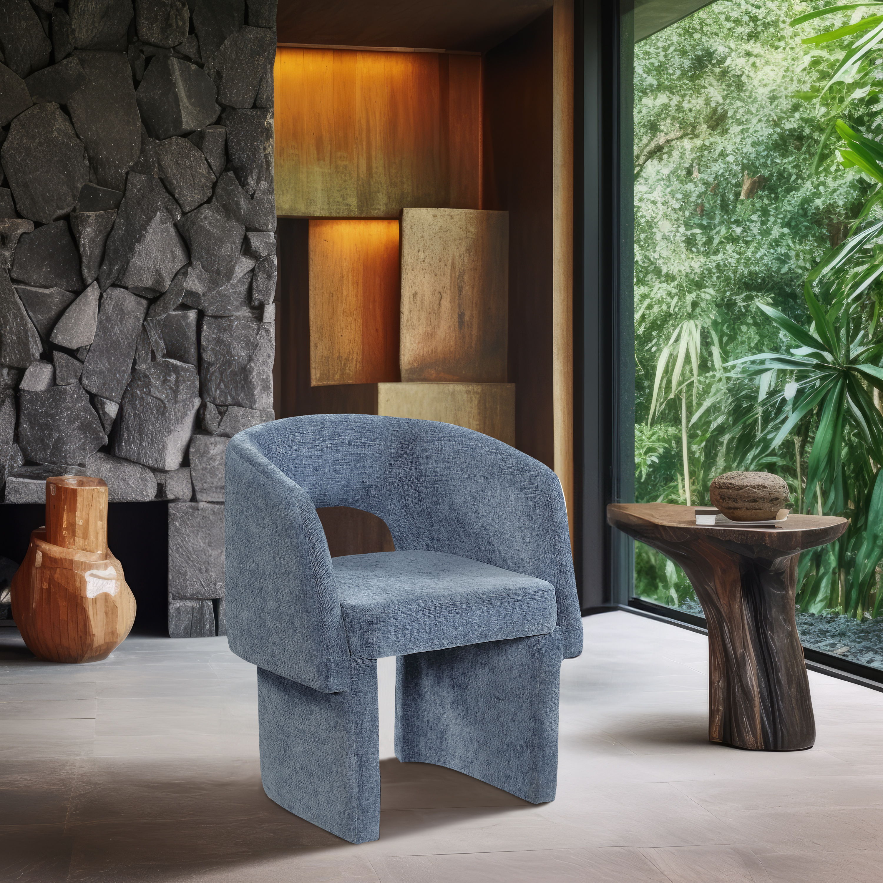 Emmet - Chenille Dining Chair / Accent Chair - Light Blue