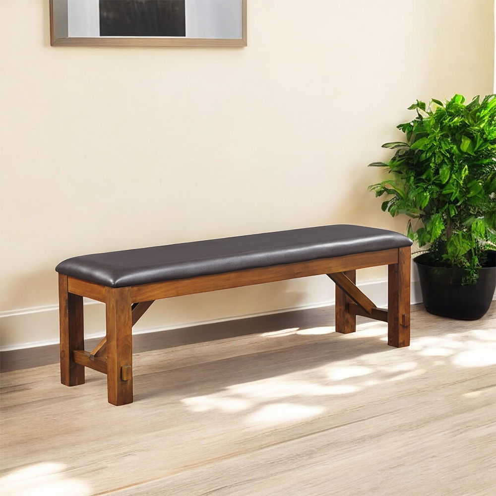 Apollo - Bench - Espresso Synthetic Leather & Walnut, dark brown, view 5