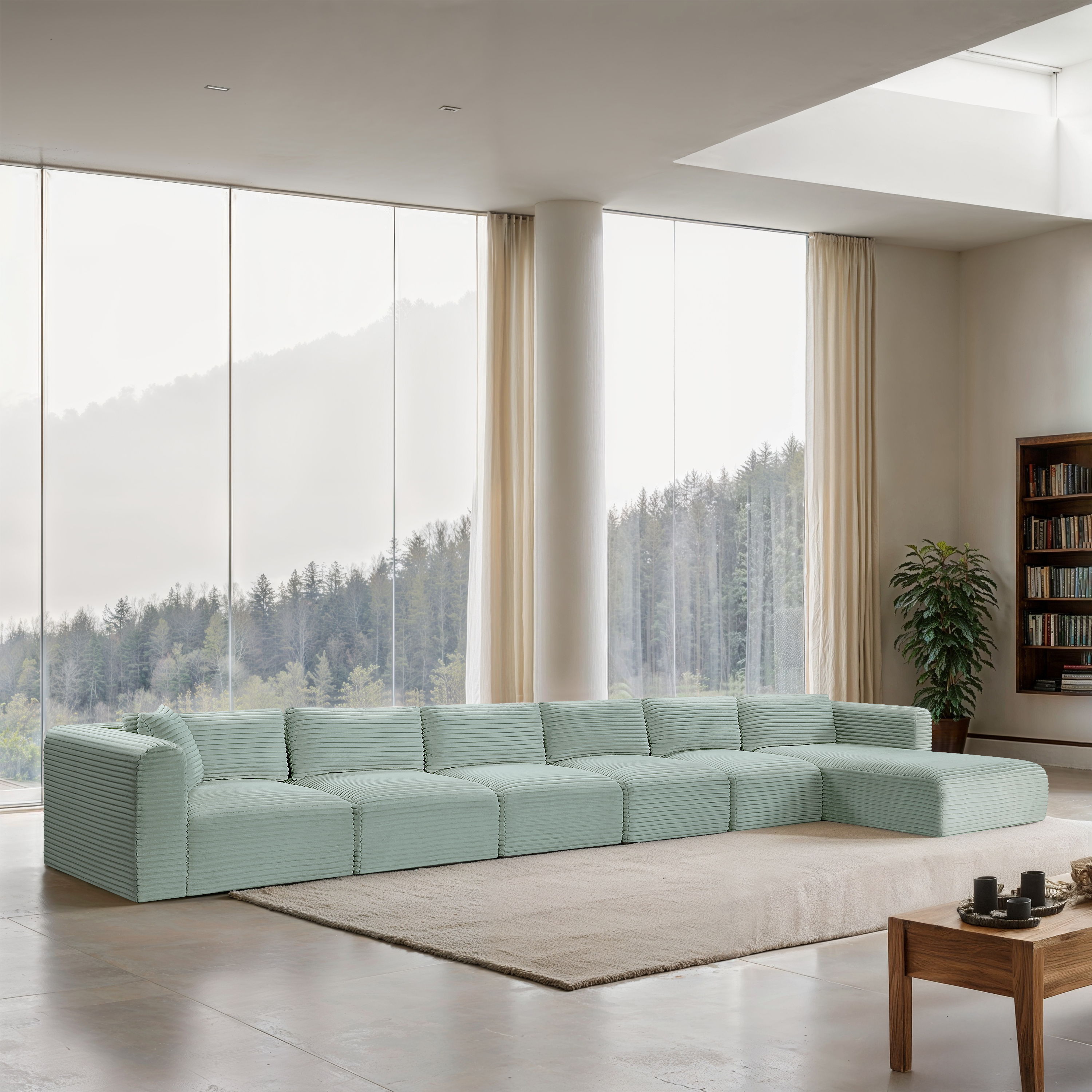 Shaggy - 6 Piece Modular Sectional With Chaise - Mint
