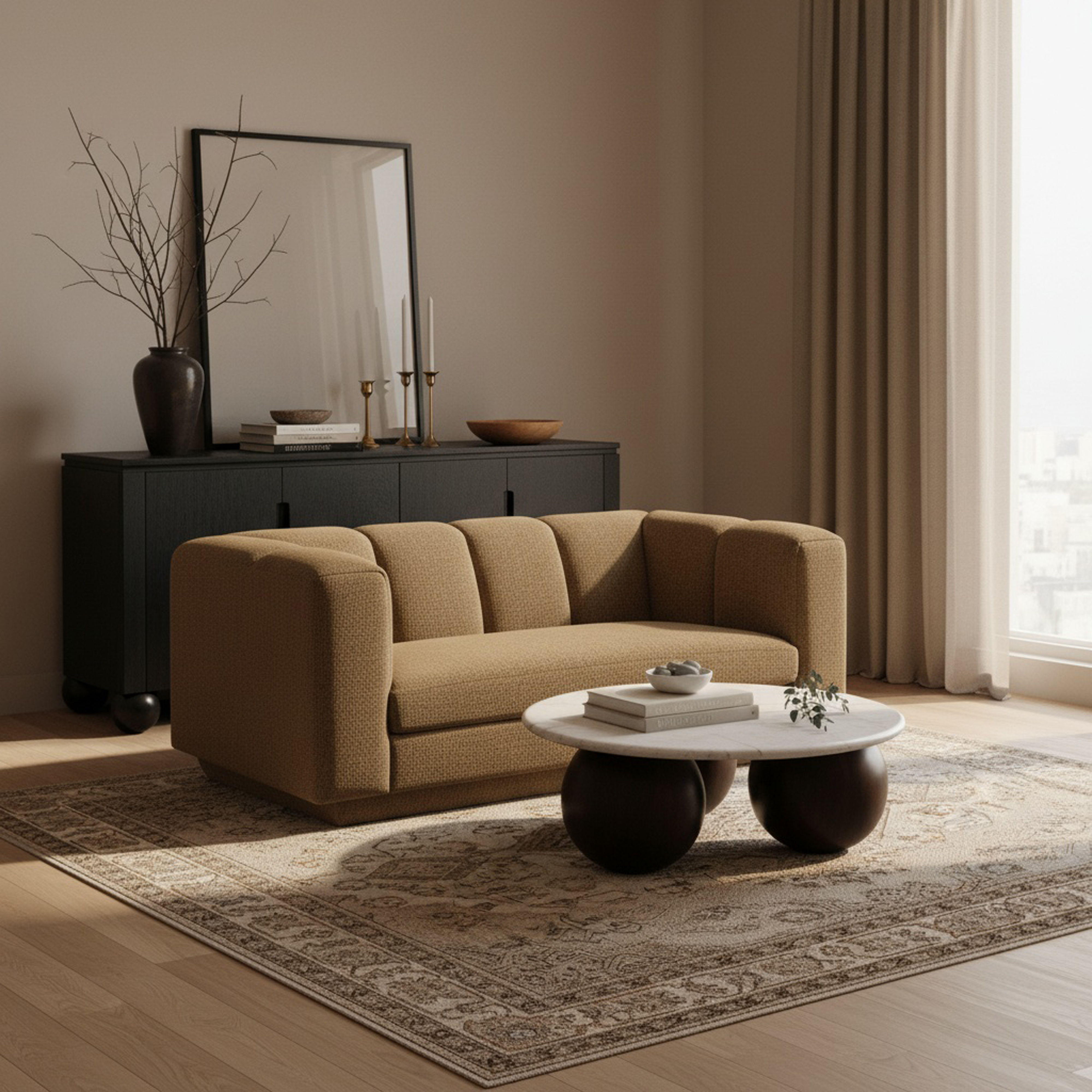 Modari - Fabric Upholstered Loveseat - Brown