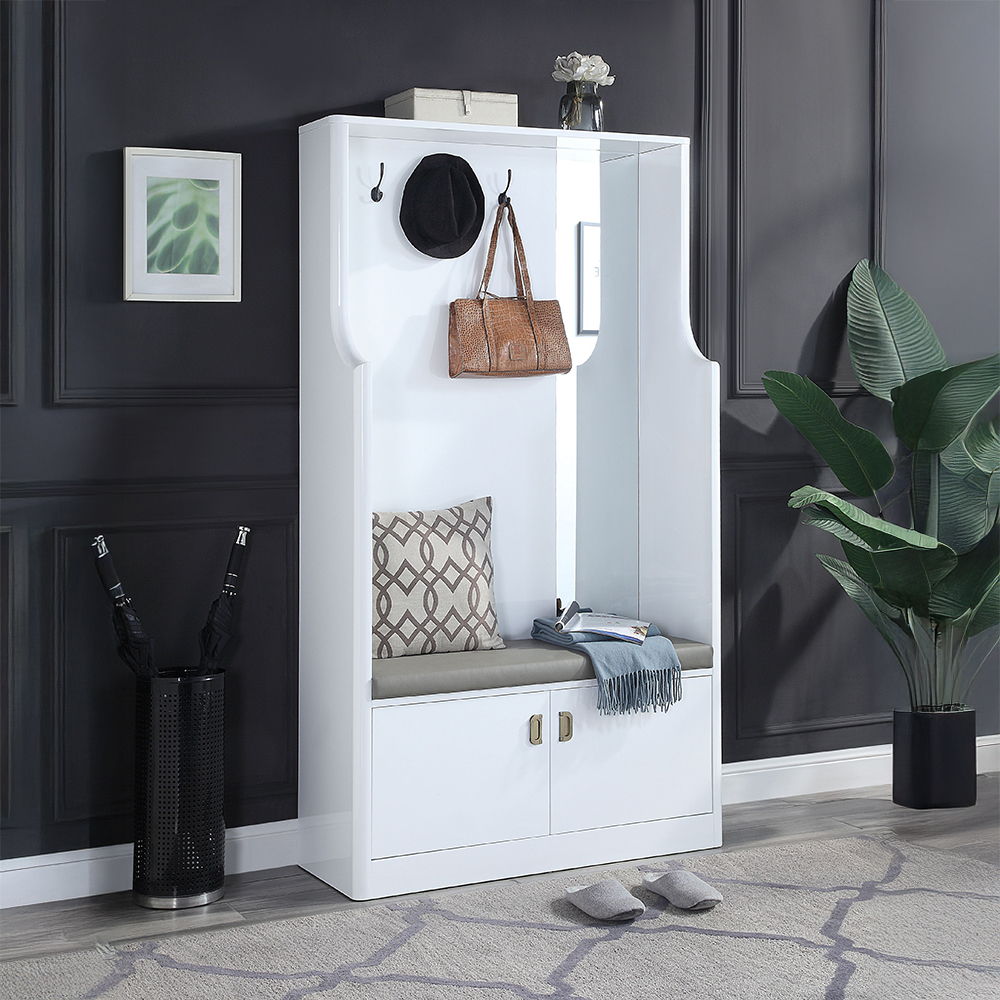 Buck II - Hall Tree - White High Gloss, white