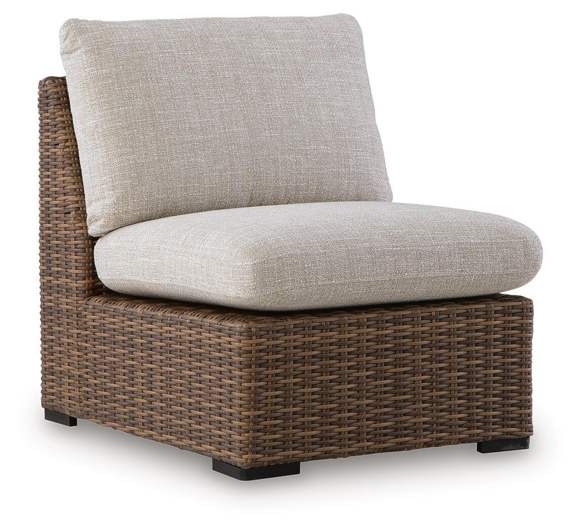 Dolan Creek – Armless Chair With Cushion – Beige / Brown
