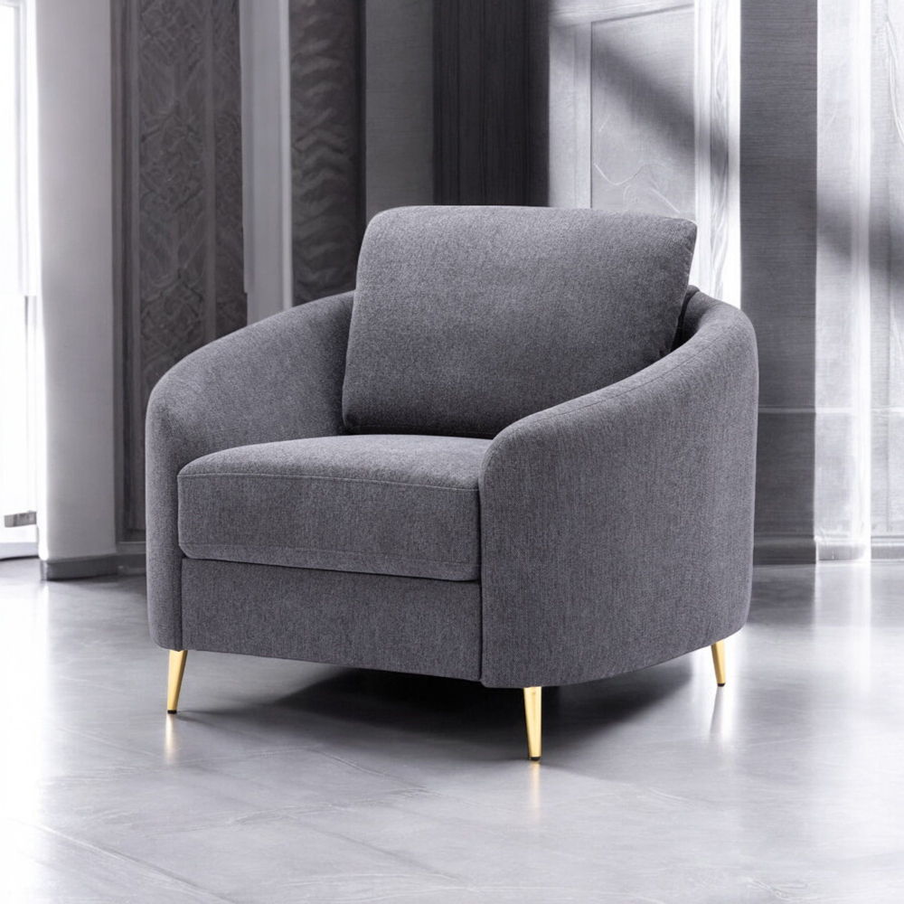 Yuina - Chair - Gray Linen, dark gray, view 5