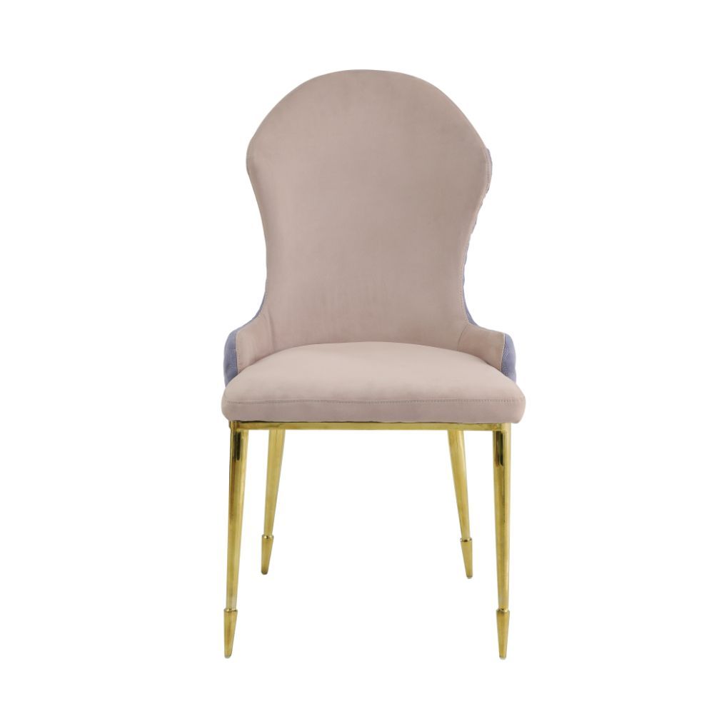 Caolan - Side Chair (Set of 2) - Tan, Lavender Fabric & Gold, beige, view 2