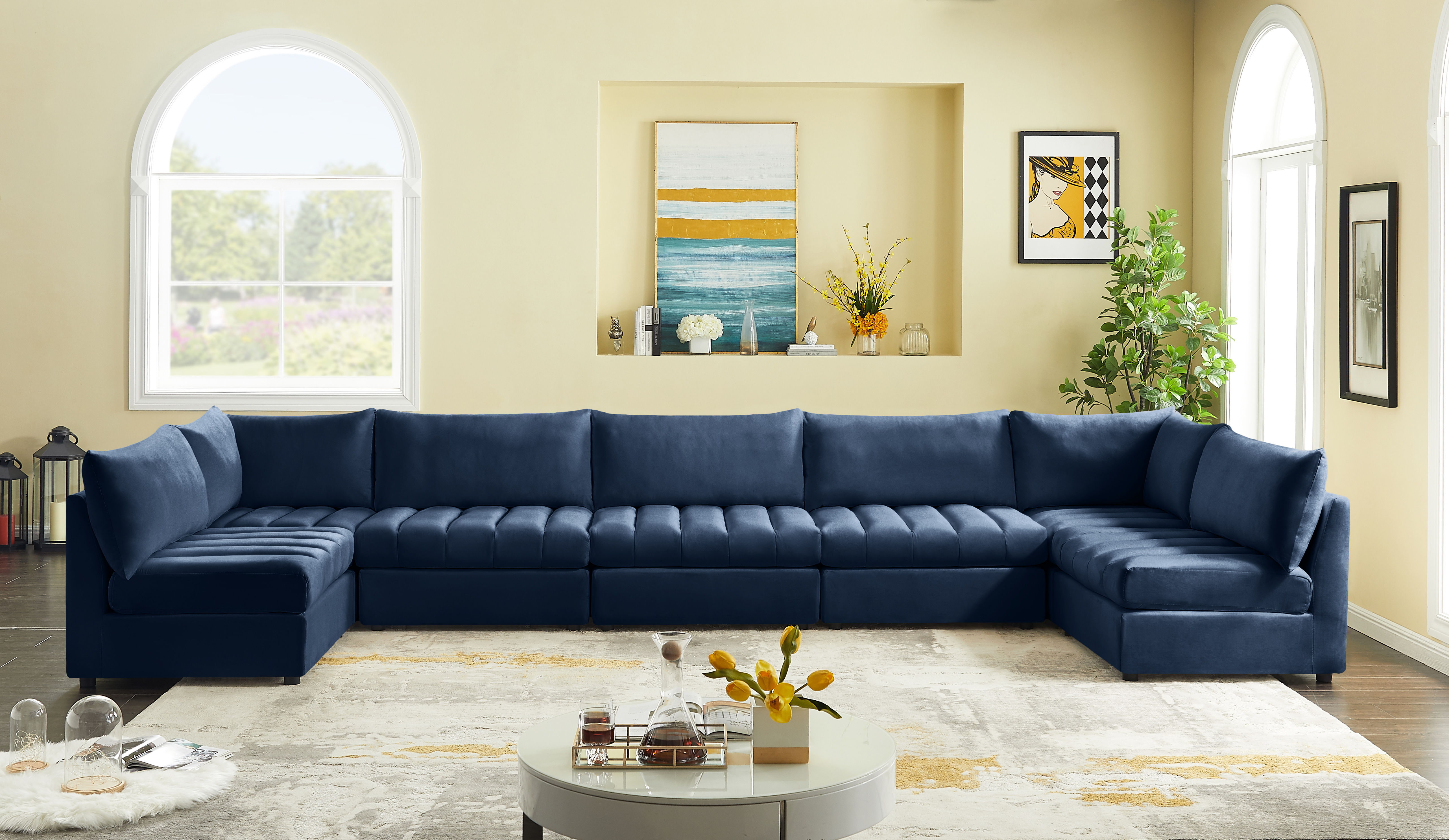 Jacob - Modular U-Shaped Sectional 7 Piece - Navy