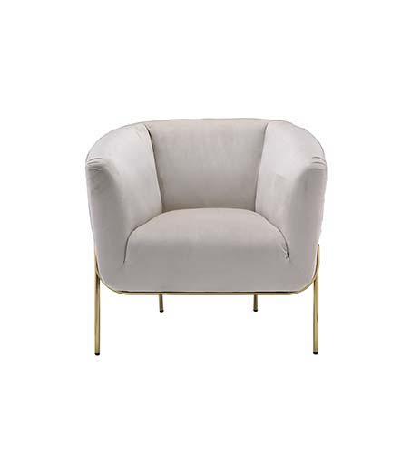 Carlson - Accent Chair - Beige Velvet & Gold, beige, view 6