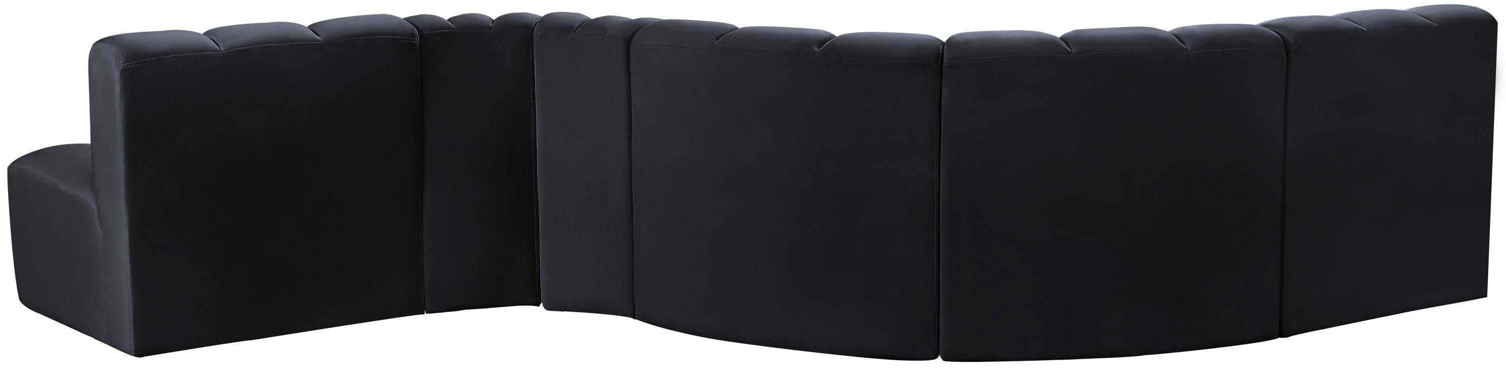 Arc - Velvet 6 Piece Curved Modular Sofa - Black