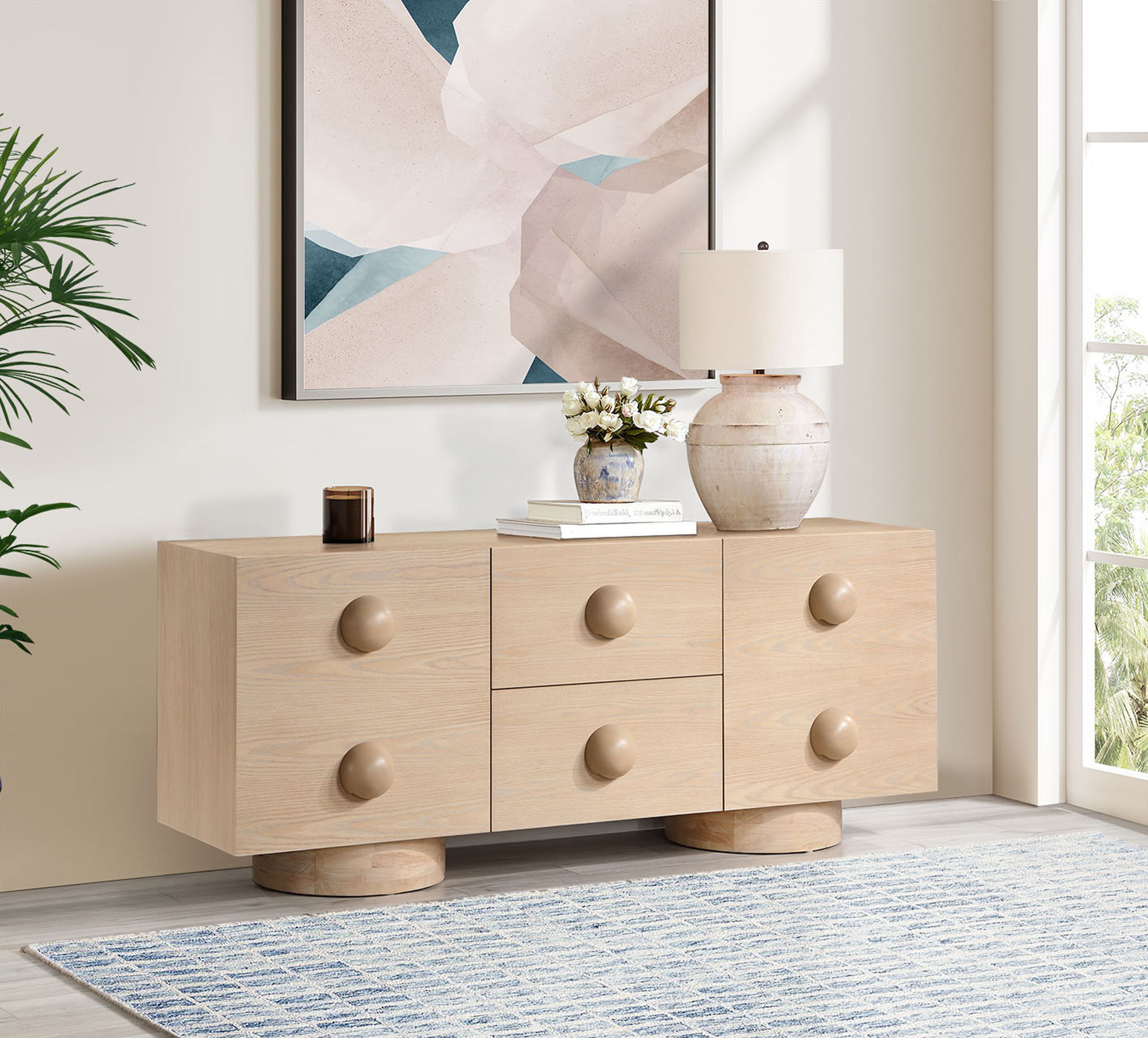 Bubble - Rubberwood with Oak Veneer Sideboard / Buffet - Natural