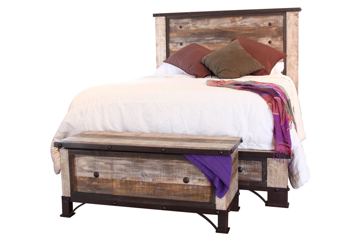 International Furniture Direct Antique Multicolor - California King Bed - Light Brown