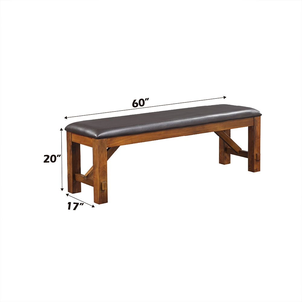 Apollo - Bench - Espresso Synthetic Leather & Walnut, dark brown, view 2