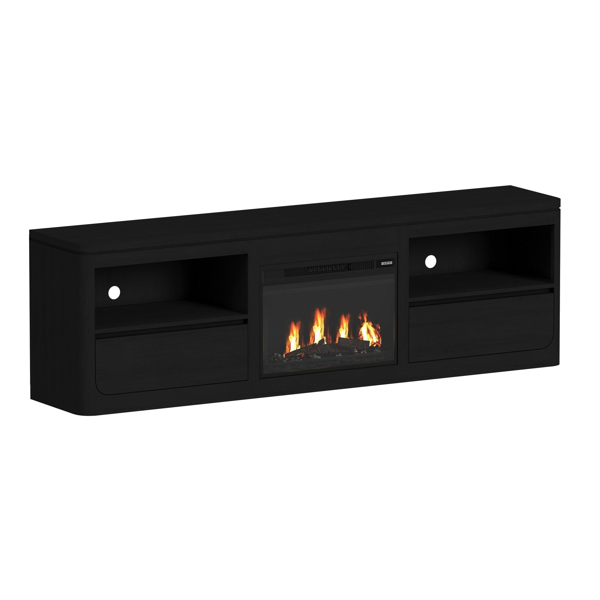 Rosalie - 82" TV Console With Fireplace Insert - Black