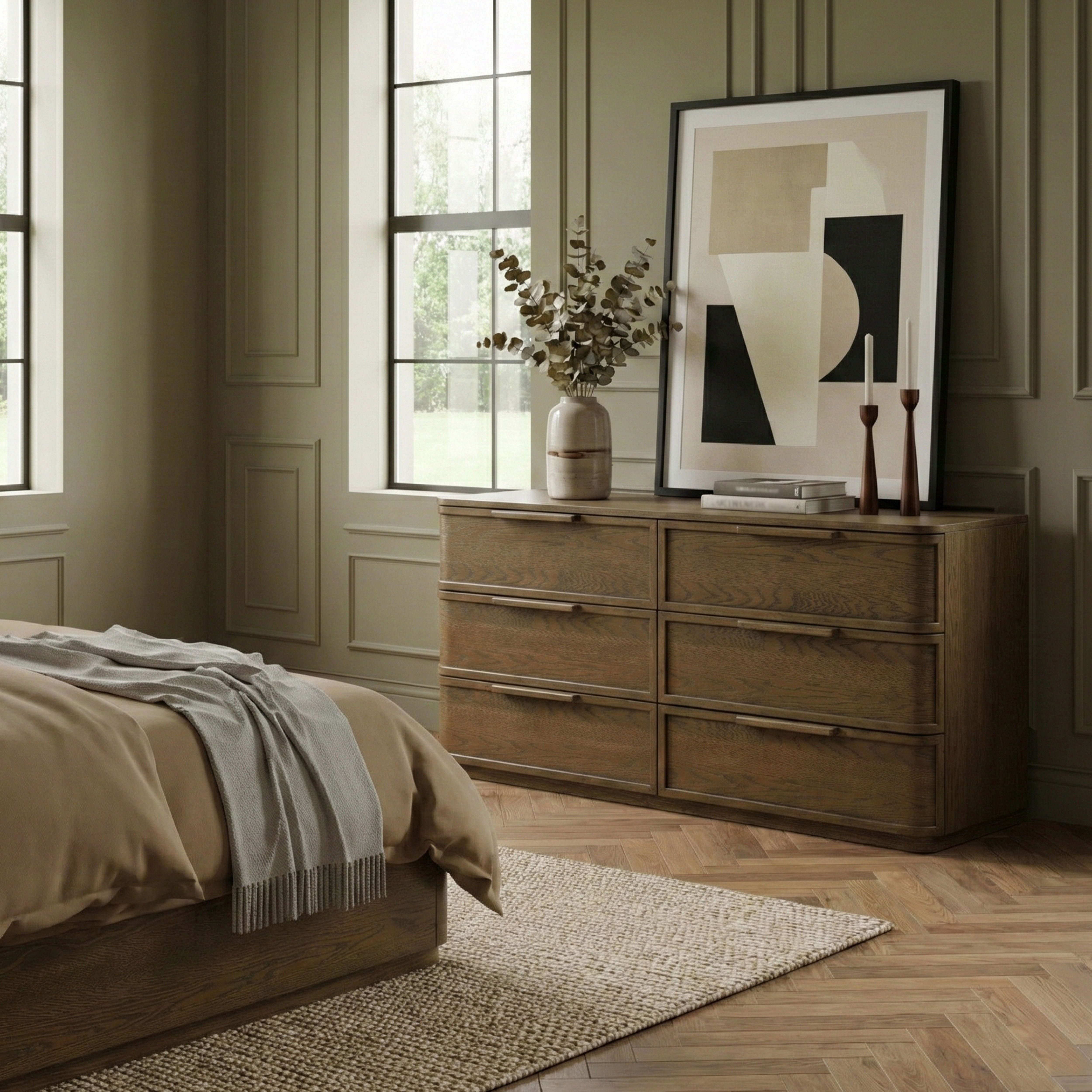 Tiberio - Oak Veneer And Solid Wood Dresser - Brown