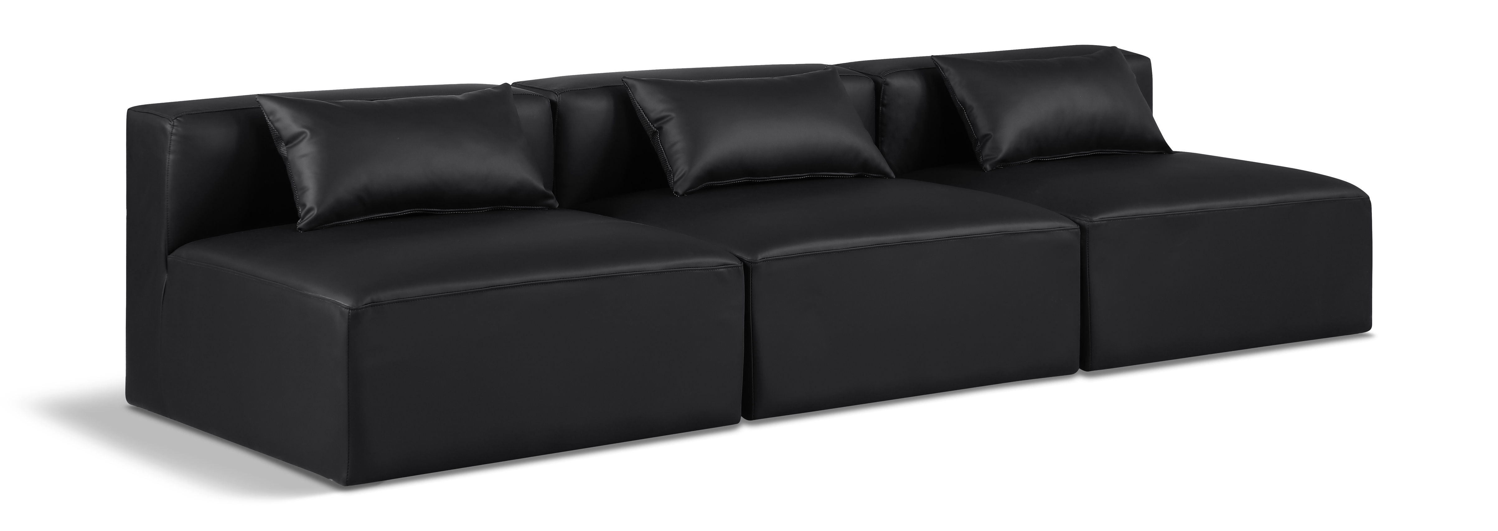 Cube - Modular 3 Seat Armless Sofa - Black