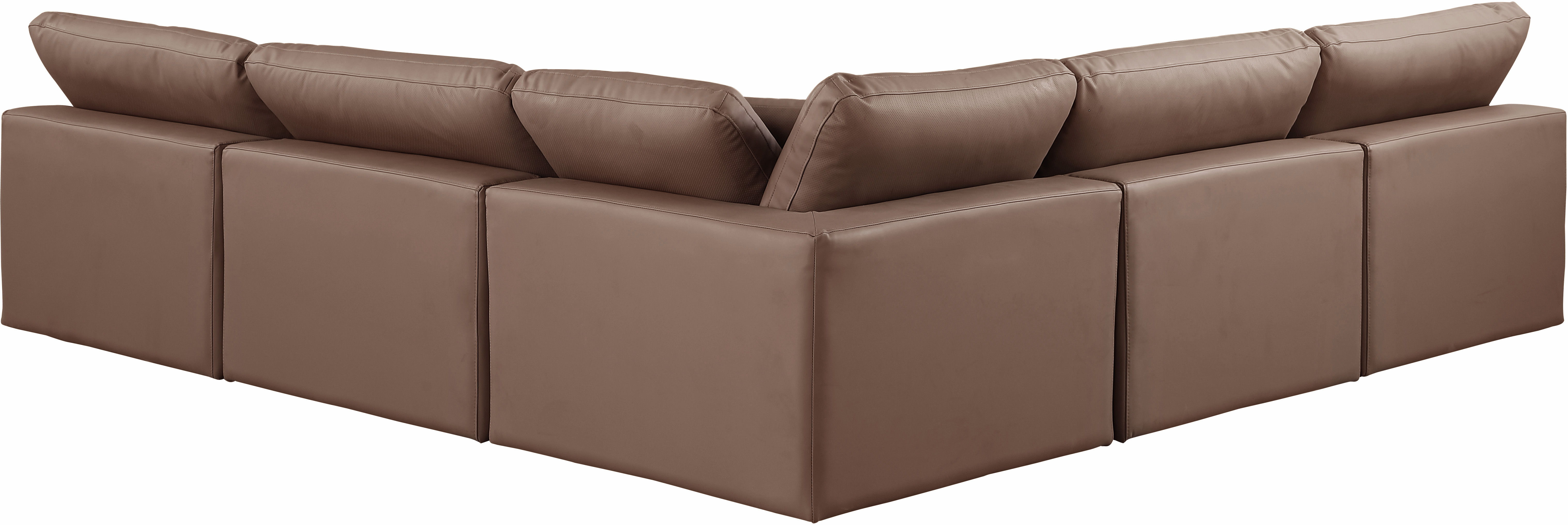 Comfy - 5 Piece Faux Leather Modular Corner Armless Sectional - Brown