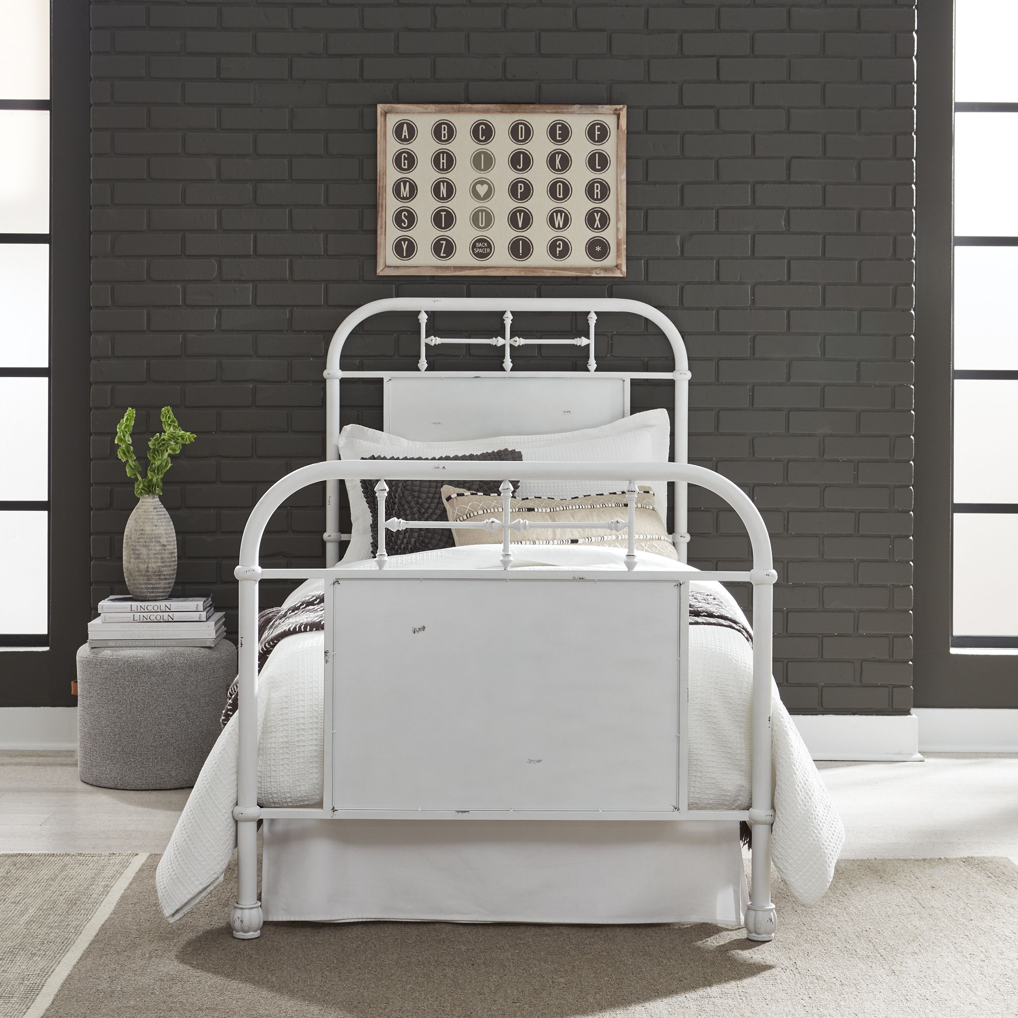 Liberty Furniture Vintage Series - Twin Metal Bed - Antique White