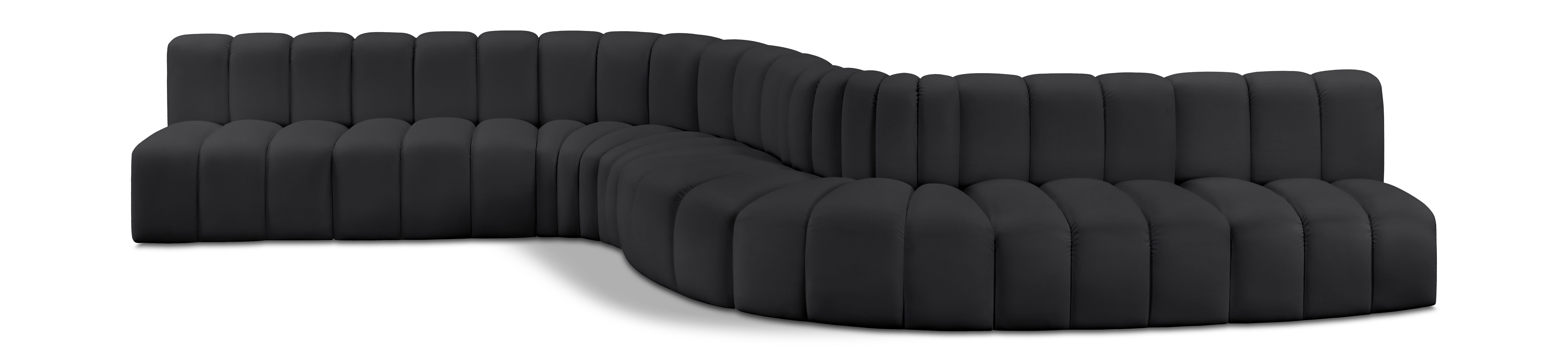 Arc - Faux Leather 8 Piece Curved Modular Sofa - Black