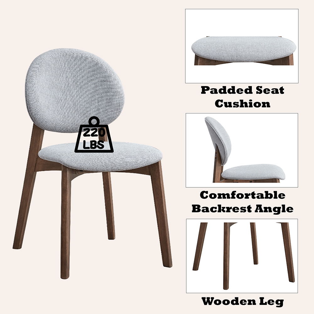 Hadasa - Side Chair (Set of 2) - Light Gray & Walnut, light gray, view 5