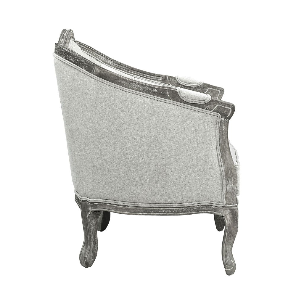 Samael - Chair With Pillow - Gray Linen & Gray Oak, light gray, view 3