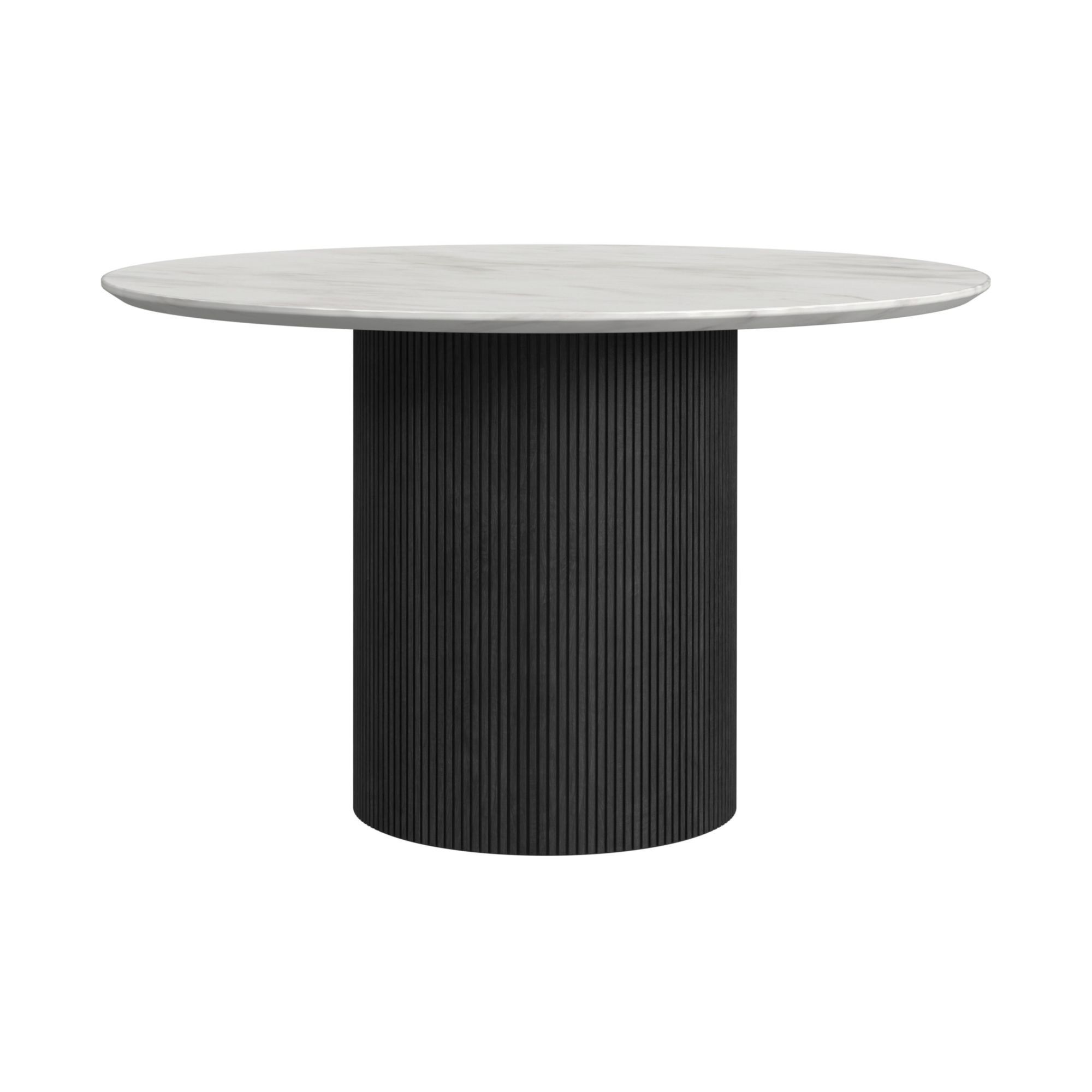 Sylvie - Round Dining Table With Faux Marble Top - Black With Grain