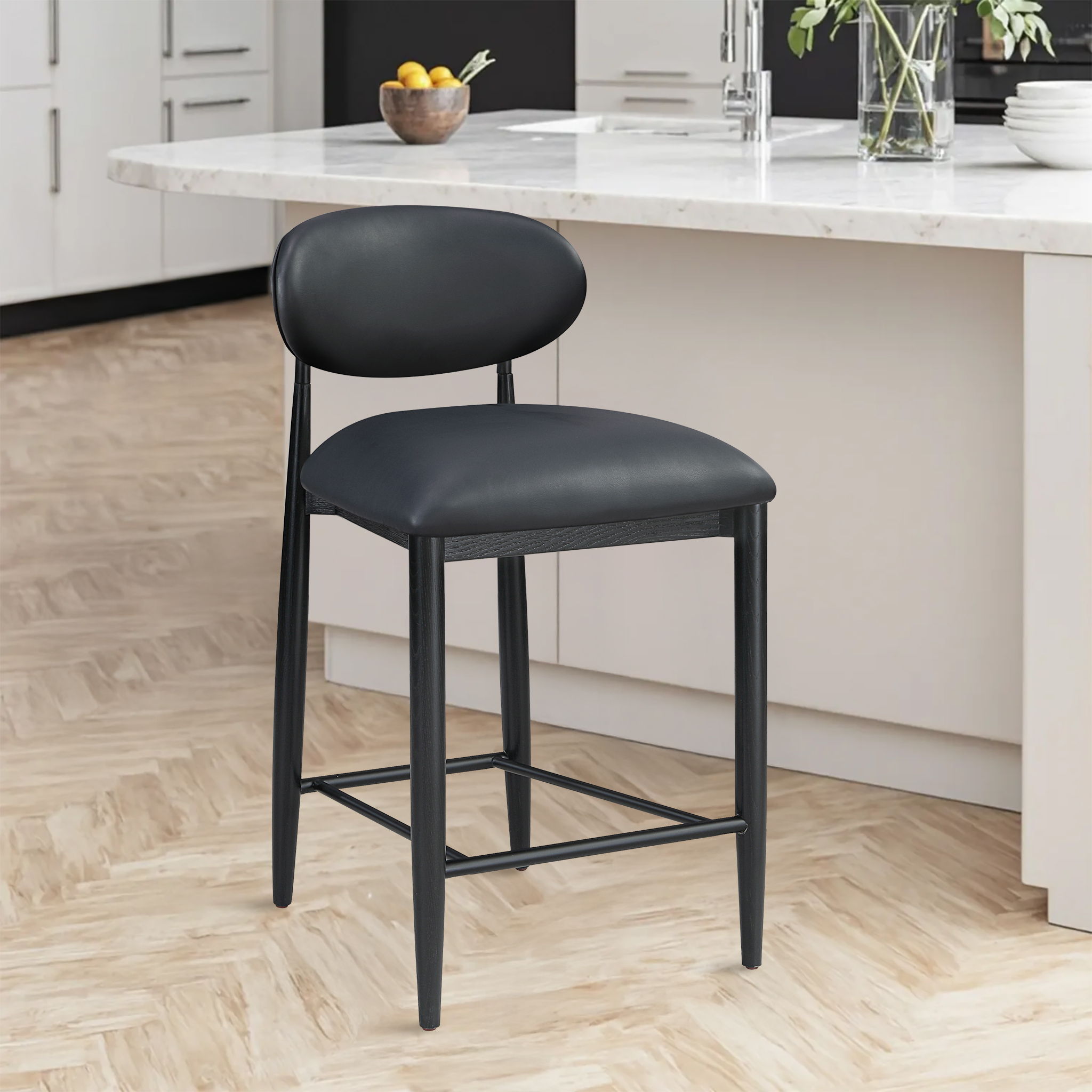 Riccio - Vegan Leather Stool - Black