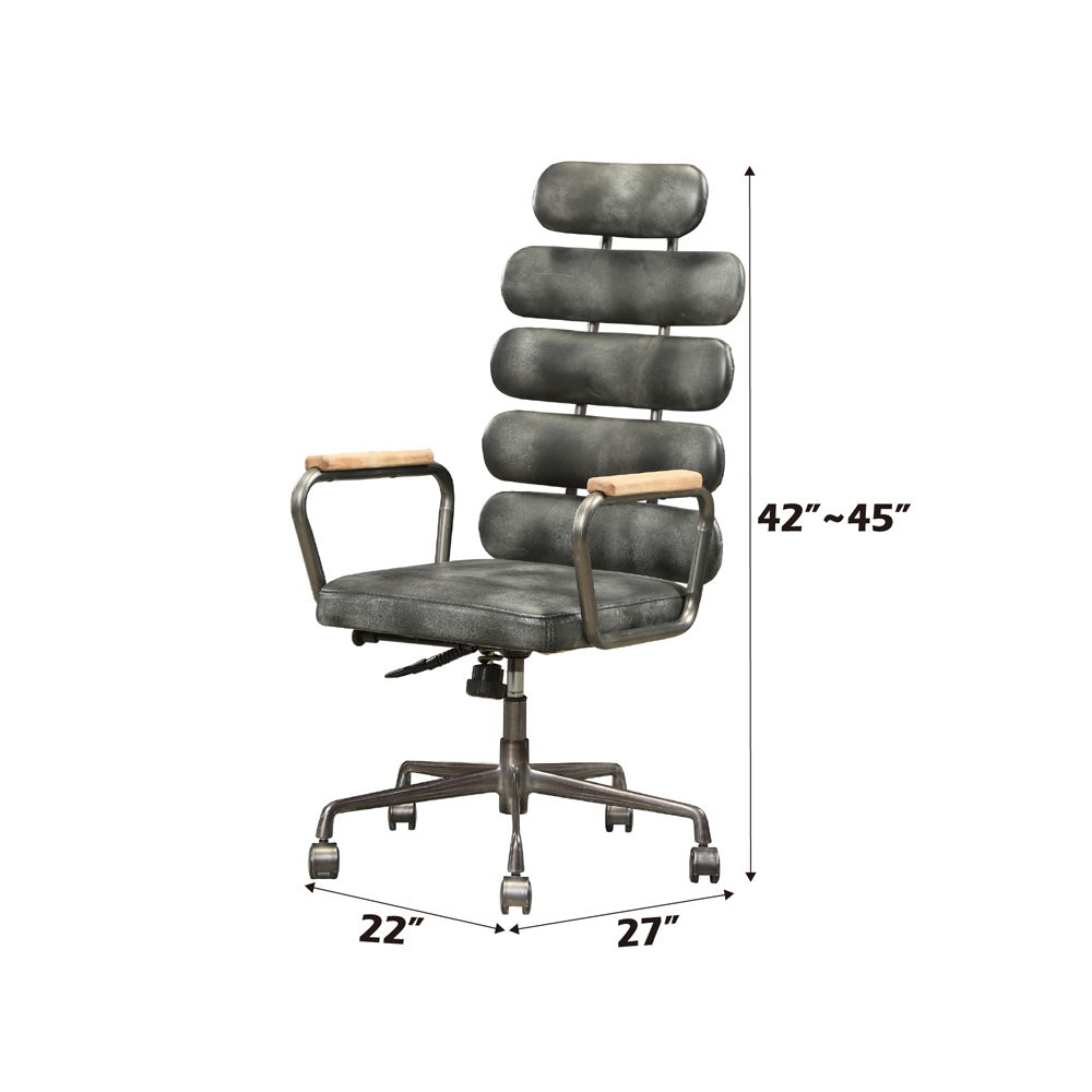 Calan - Office Chair - Vintage Black Top Grain Leather, black, view 5