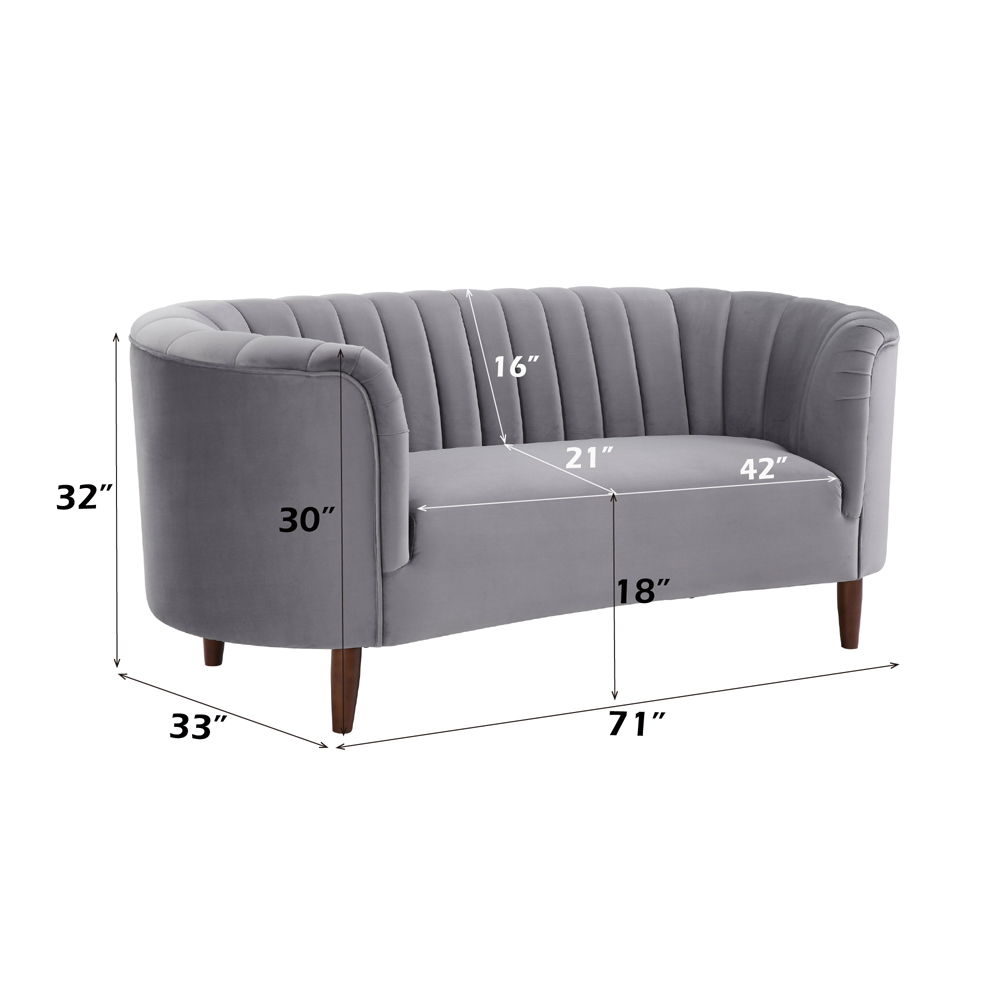 Millephri - Loveseat - Gray Velvet, gray, view 7