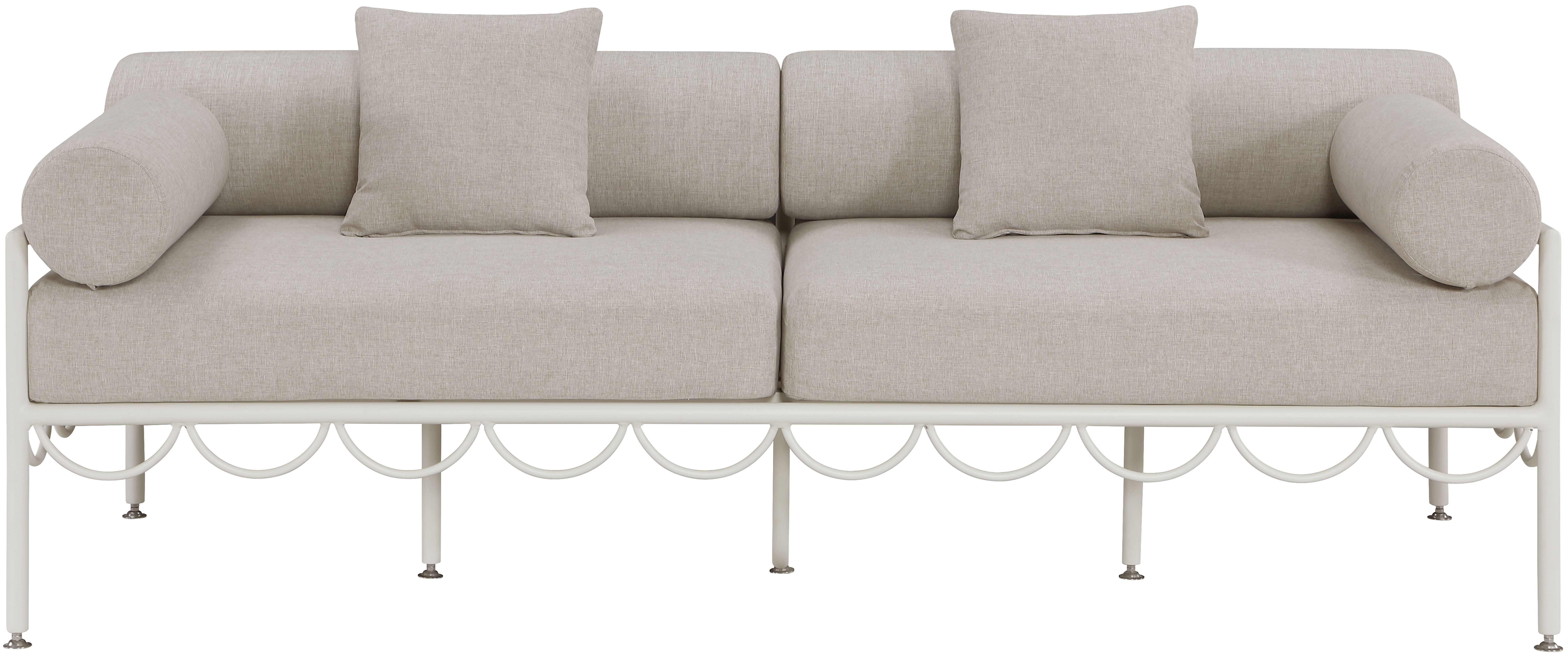 Portofino - Resilient Water Repellent Fabric 85.75" Upholstered Outdoor Patio Sofa - Beige