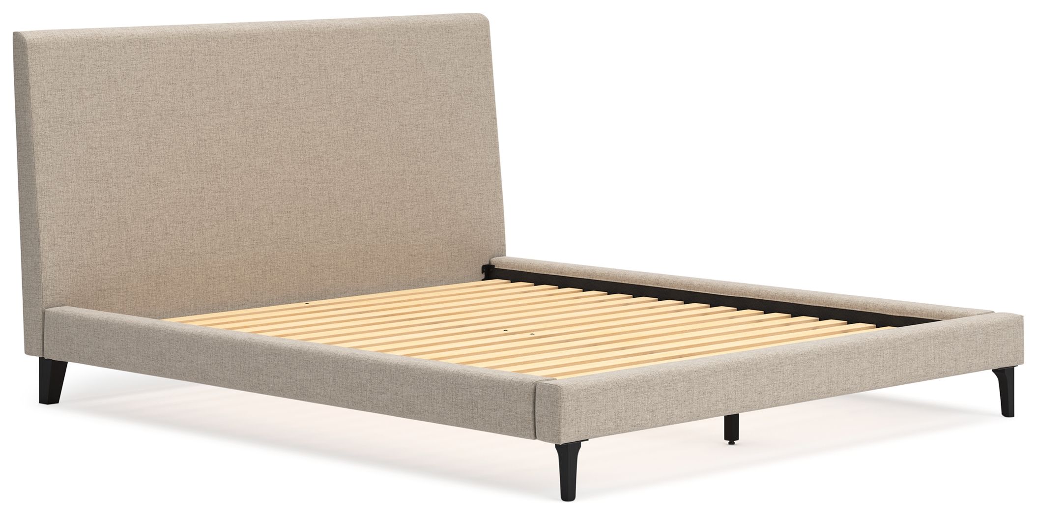Cielden - California King Upholstered Bed with Roll Slats - Soft Gray