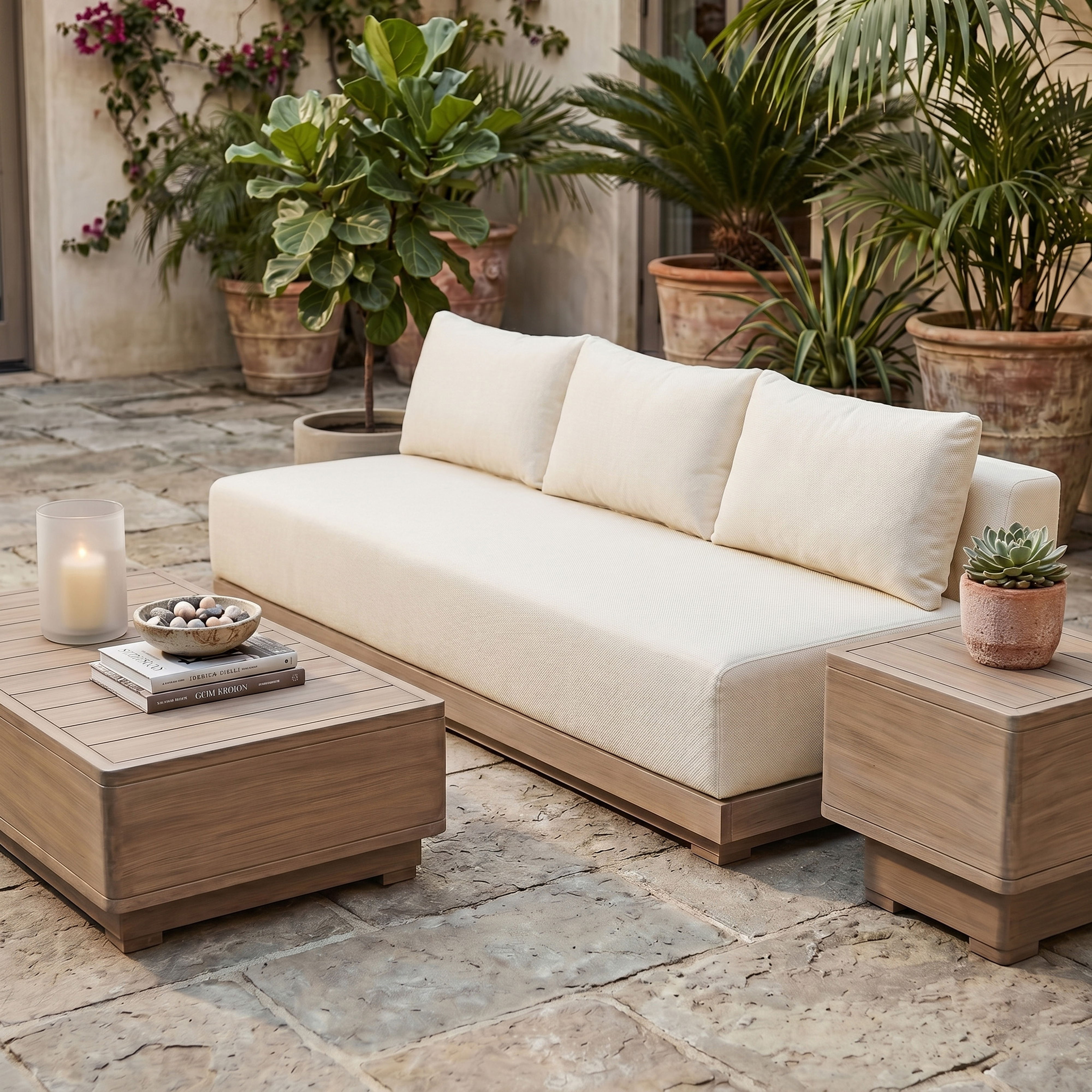 Solace - Olefin Performance Fabric Outdoor Patio Modular Sofa - Cream