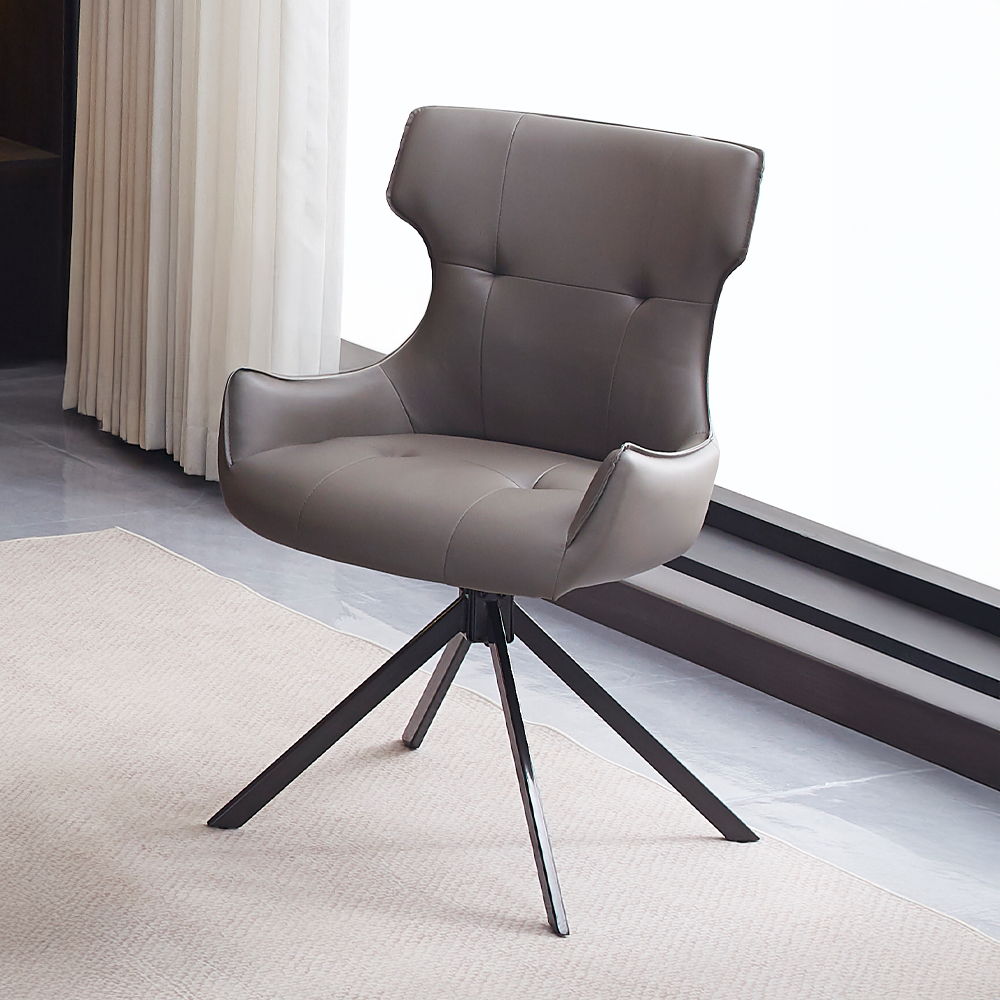 Damita - Camel Synthetic Leather Side Chair With Swivel (Set of 2) - Gray & Black Finsh, gray